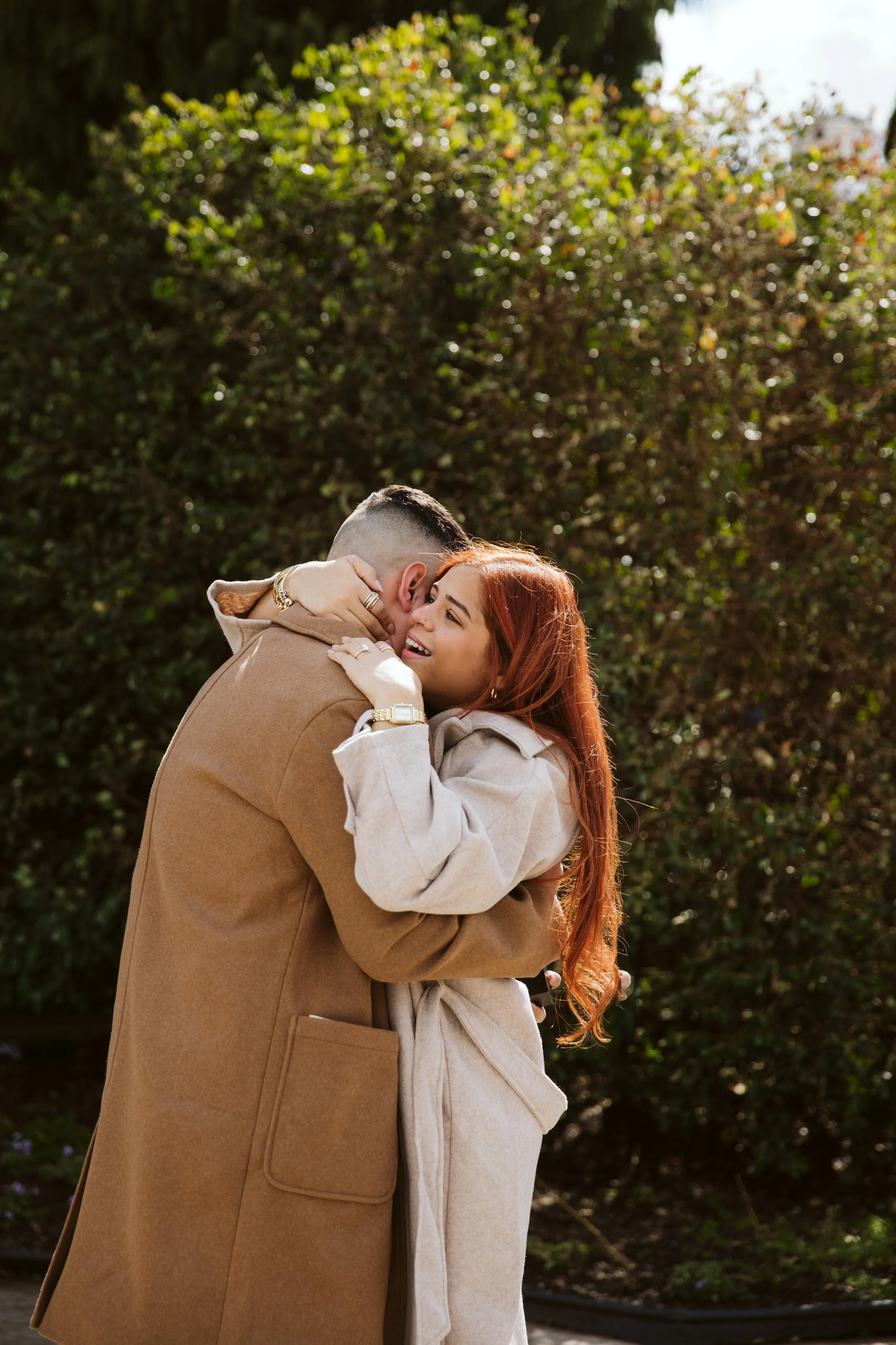 Romantic Proposal Hug at Montaluce Winery