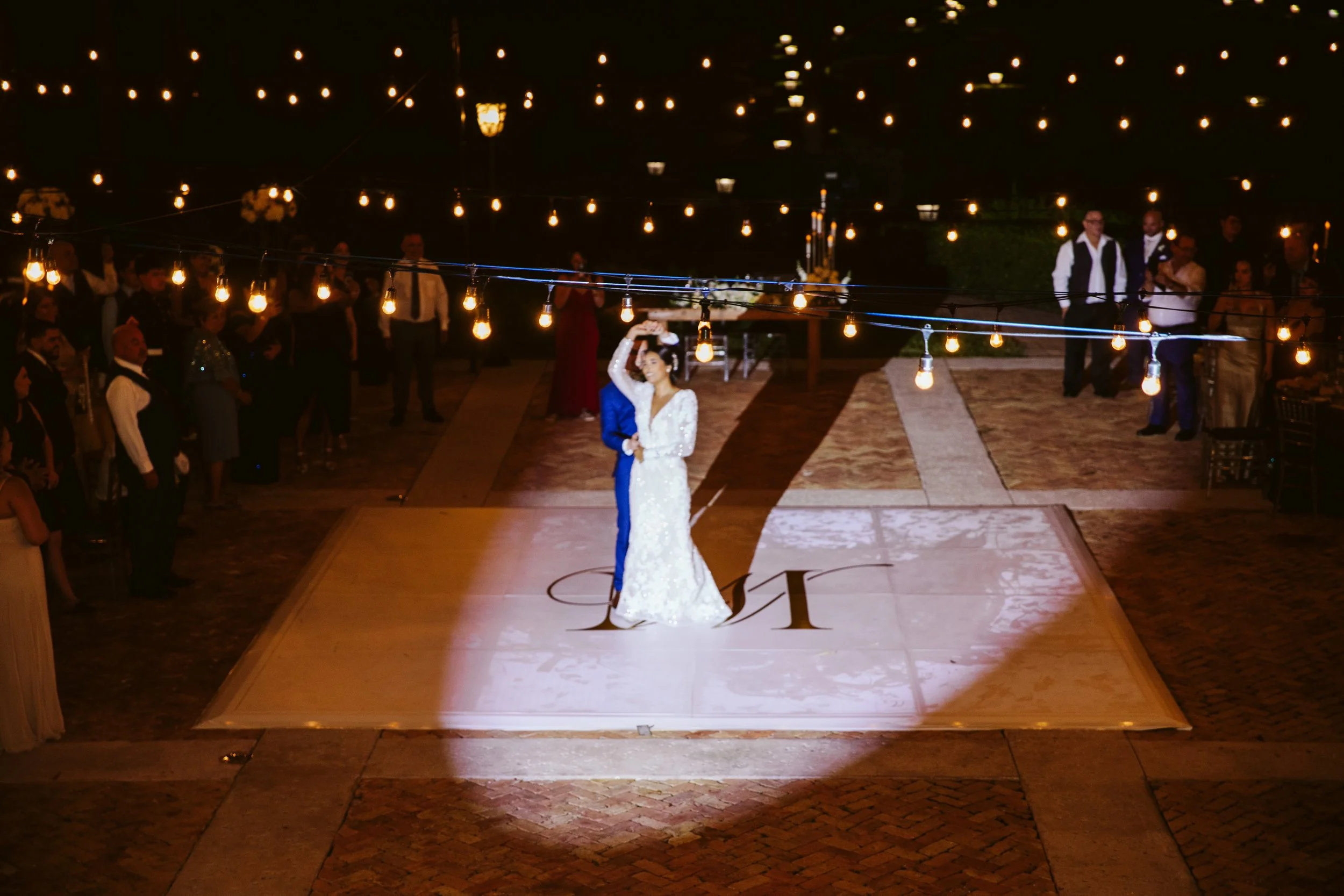 First dance spotlight moment at wedding reception