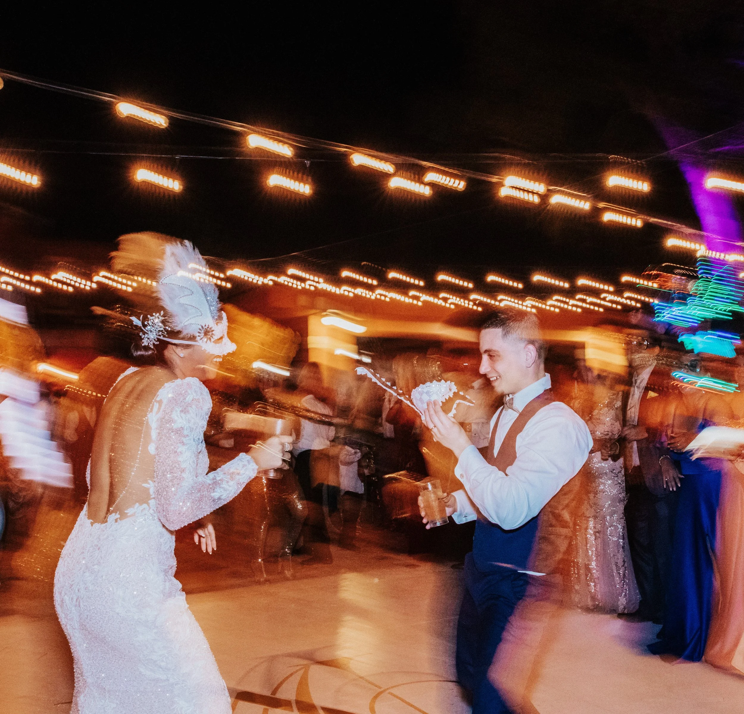 : Creative wedding dance photo with motion blur