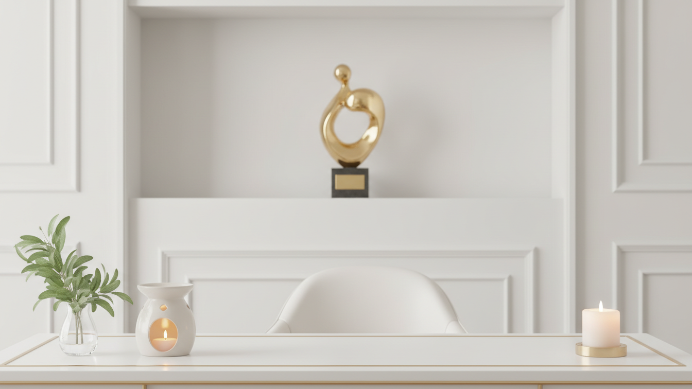 Gold award ribbon with a checkmark in the center