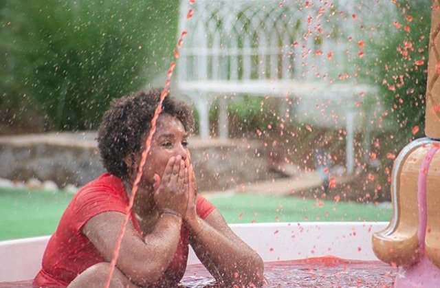 Pamela in Red Drink Fountain.jpg