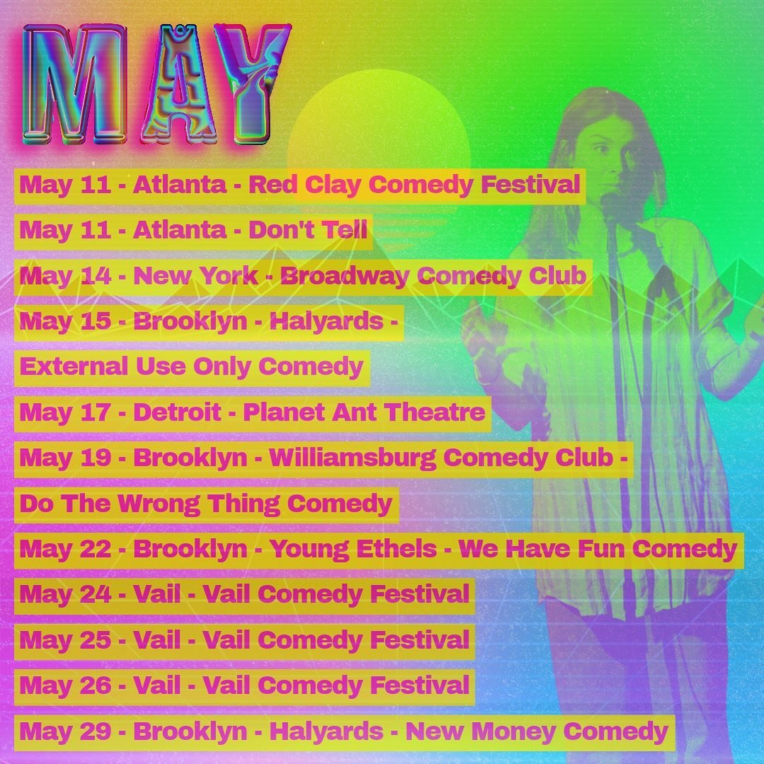 Been looking forward to May all year! Heading to Georgia, Michigan, and Colorado this month in addition to local shows. Check back here for updates as more get added. All details/ticket links are on my website via link in bio.

May 11 - Atlanta - Red