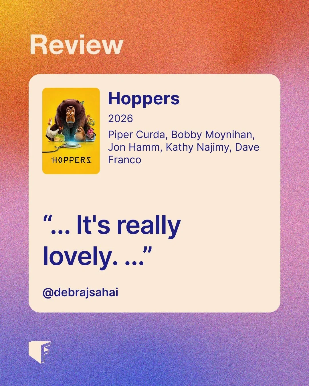 Hoppers pe early screening mili, aur Debrajsahai ne poora dil laga diya. Pixar hai to heart to hoga hi. 

Full review on Fillam. Link in bio.

#hoppers #fillam #cinephile #india #pixar