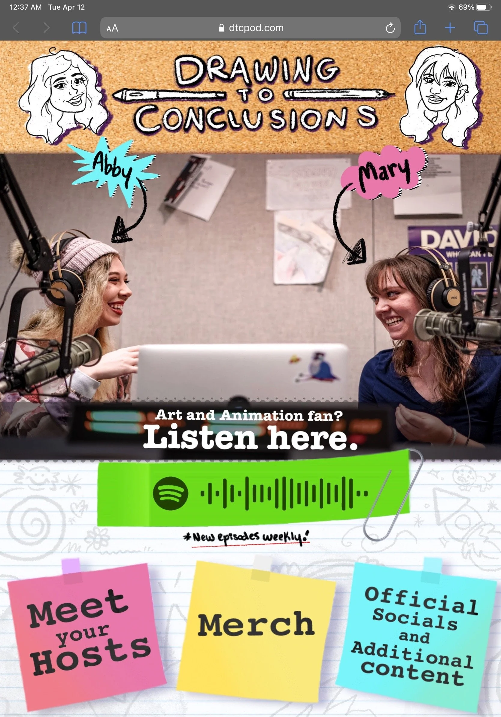 Website Mock-up for Drawing to Conclusions