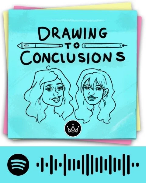 Sticker Podcast Logo for Drawing to Conclusions
