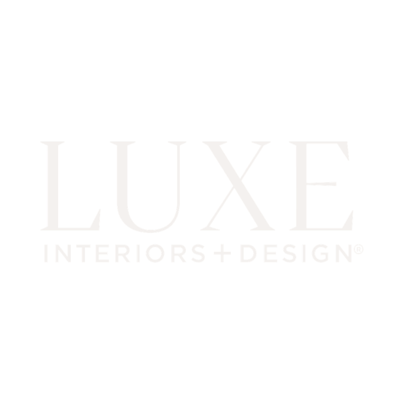 Luxe Interiors + Design logo on black background