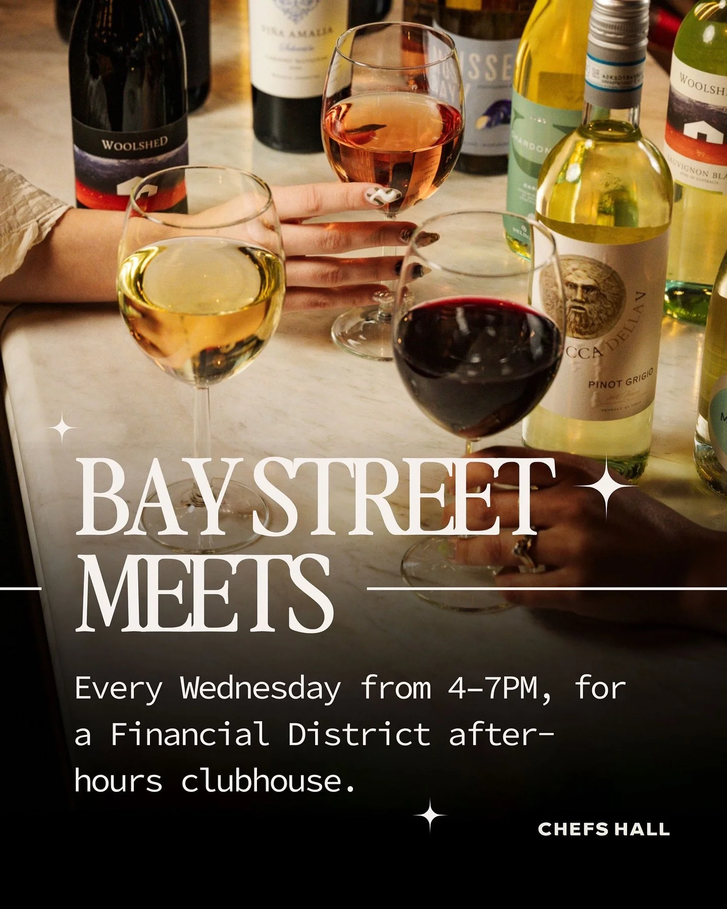 INTRODUCING: BAY STREET MEETS 🍷 Back-to-the-office blues? Not on our watch. Starting every Wednesday in September, join us from 4&ndash;7 PM for a Financial District after-hours clubhouse. Think casual networking with a twist (of lime or lemon, your