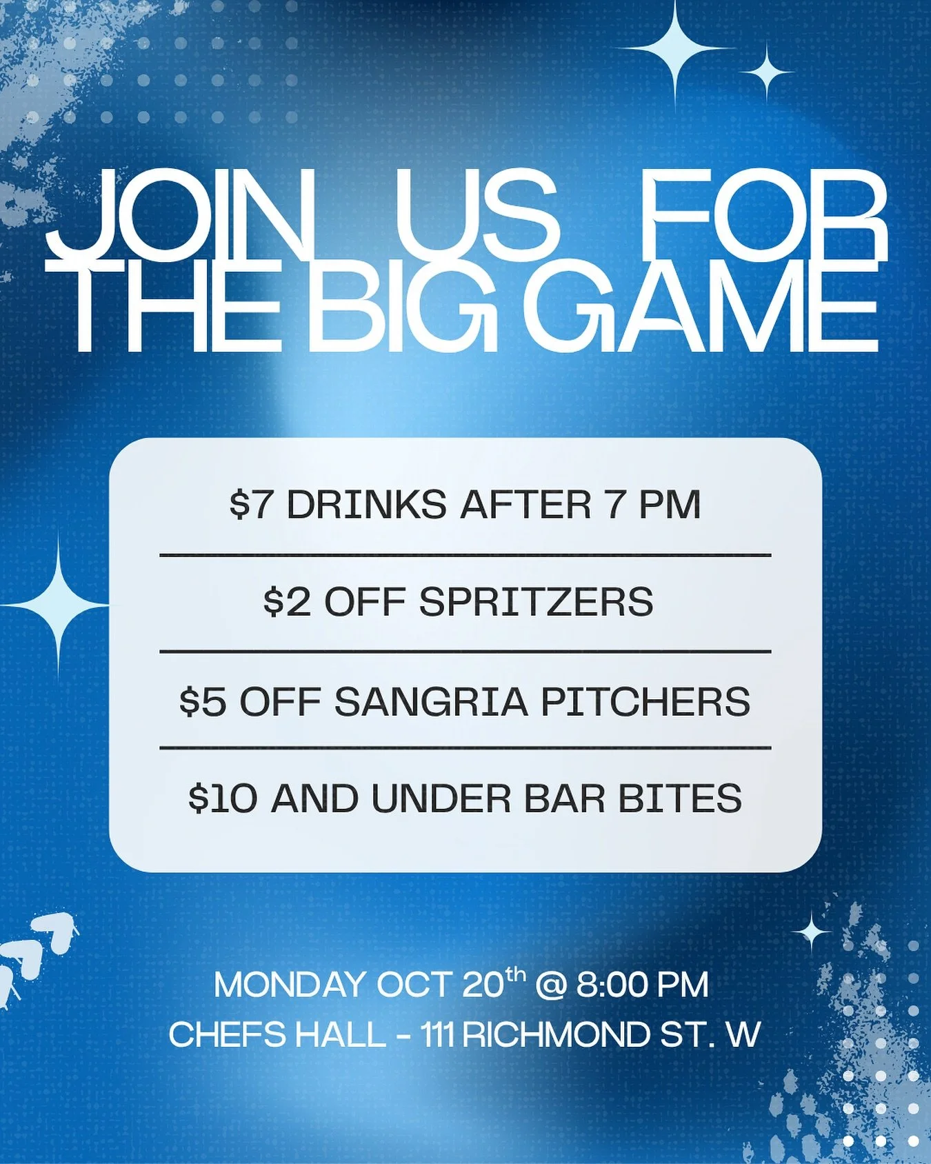 GAME 7 energy is in the air! ⚾️ We&rsquo;re staying open late to watch our home team take it home! Grab your crew, catch the game on the big screen, and enjoy the best deals in town. 🍻🍔
