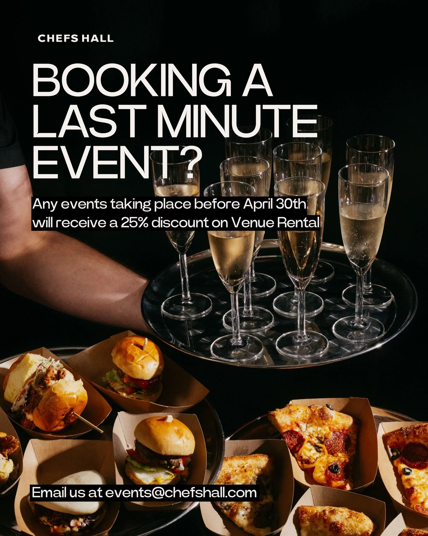 Host Your Next Event at Chefs Hall! Any events taking place before April 30th will receive a 25% discount on Venue Rental.

From casual cocktail nights to large-scale celebrations, Chefs Hall transforms any gathering into an unforgettable experience.
