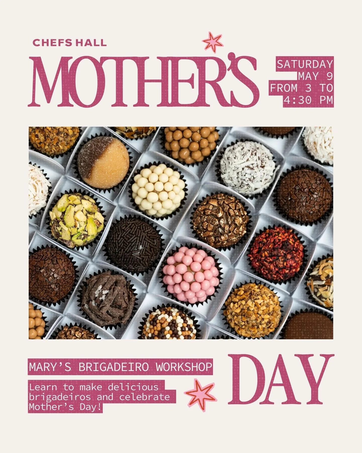 Join us in person for a fun and sweet workshop with @marysbrigadeiro where you&rsquo;ll learn to create these classic Brazilian treats from scratch. It&rsquo;s a perfect way to surprise mom with something homemade and full of love.

DETAILS 
🗓️ Satu