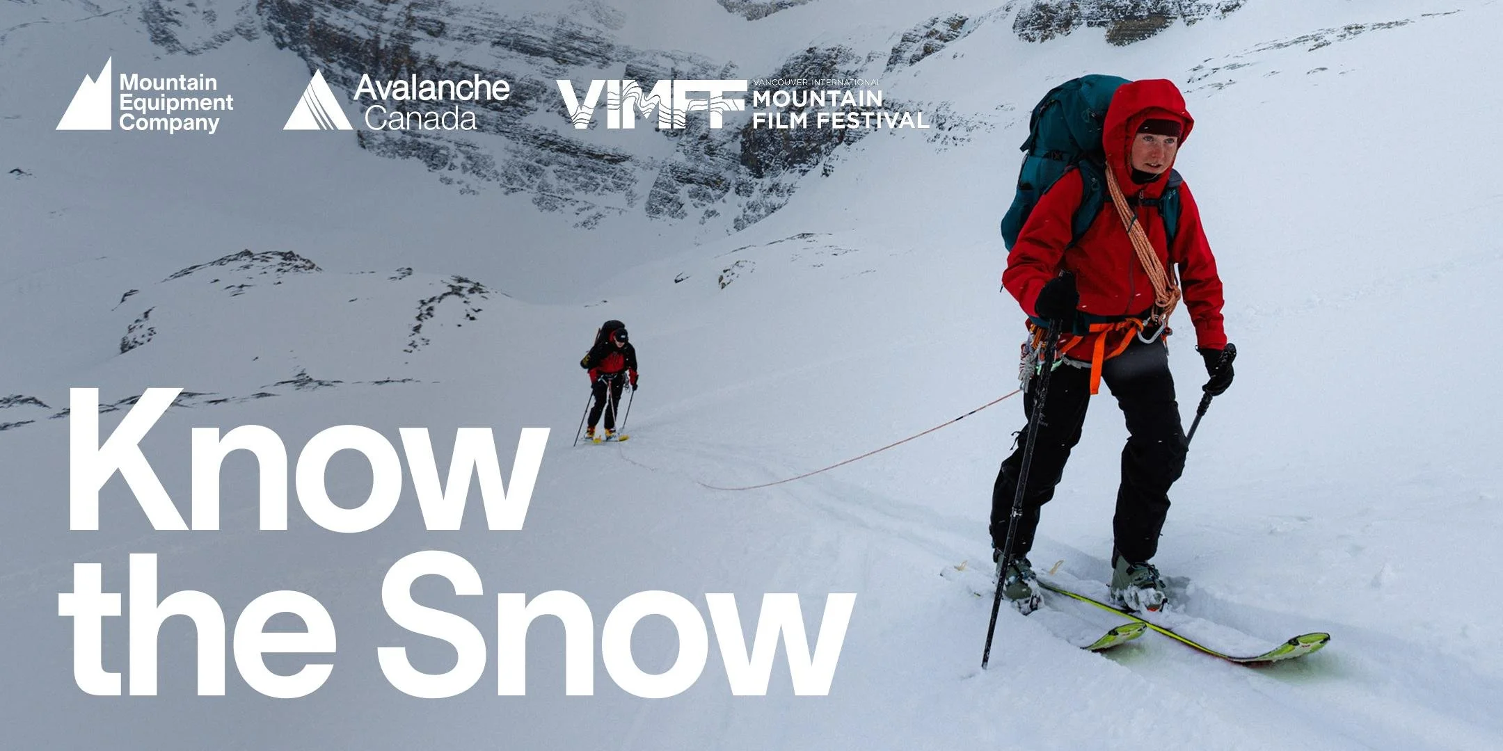 Know the Snow Vancouver event artwork, presented by MEC, Avalanche Canada and VIMFF