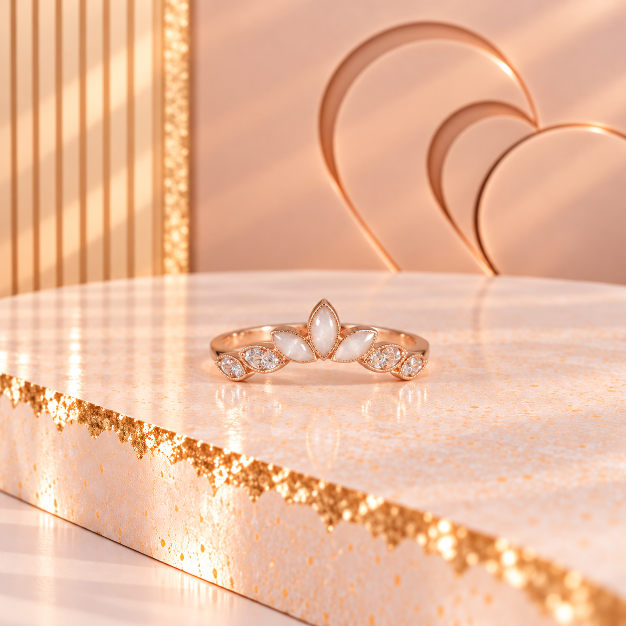 Curved Leaf Ring