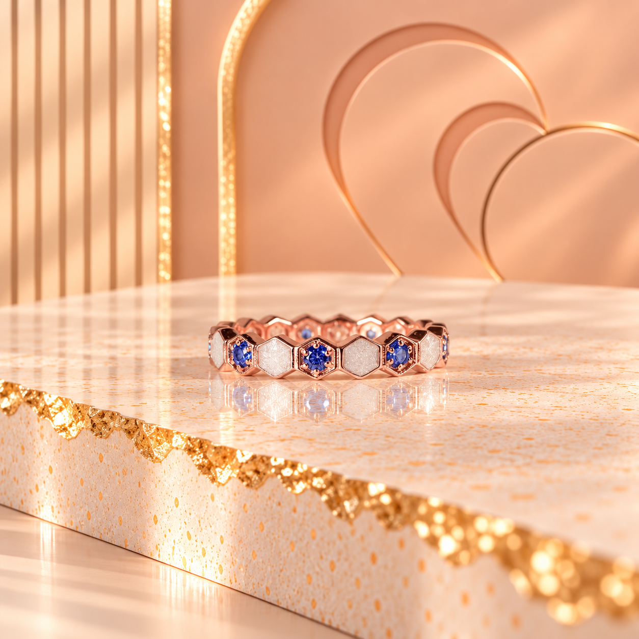 Honeycomb Birthstone Band