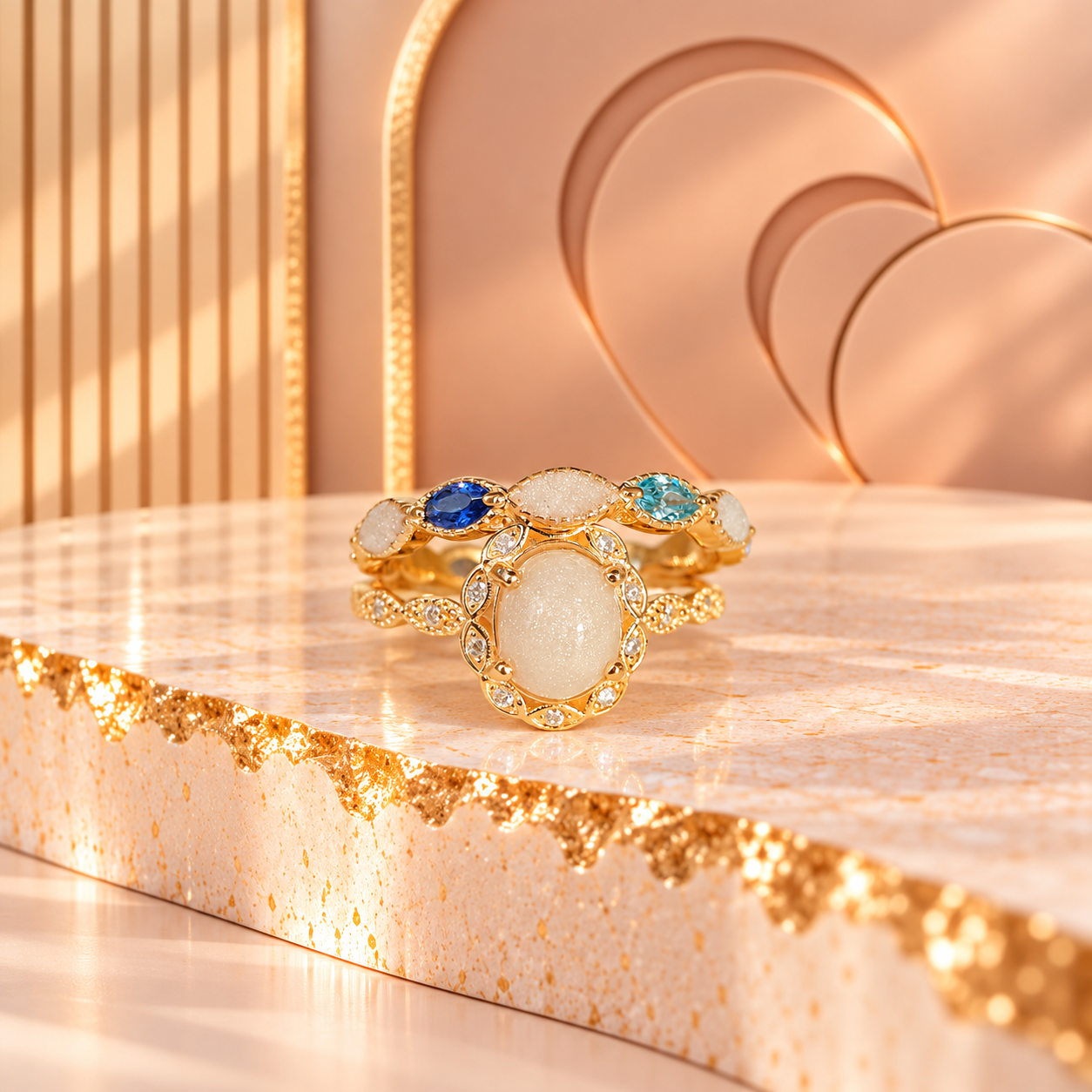 Elegant Oval Birthstone Ring Set