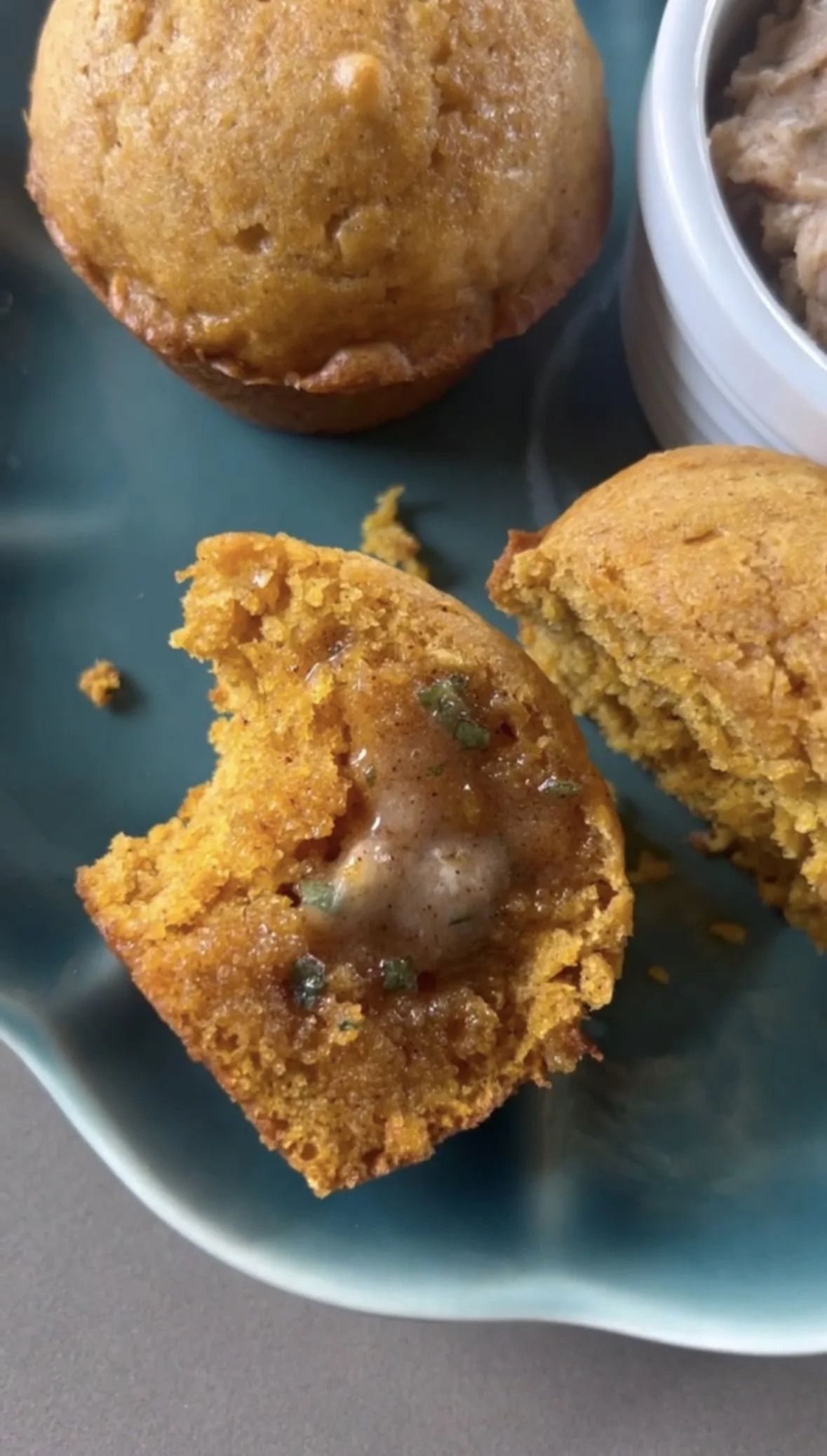 Pumpkin Muffins with Cinnamon Sage Butter