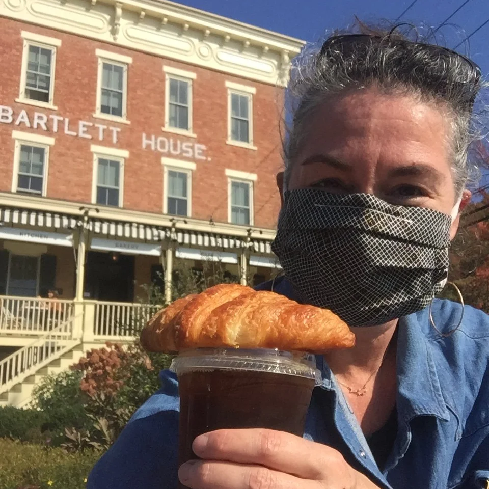 I take an annual road trip each fall and wind my way down the Hudson Valley to see my BFFs in PA, VA and MD. Bartlett House is one of my favorite way points. Their croissants are lovely and striped awnings and cool, shady tables make me want to stay 