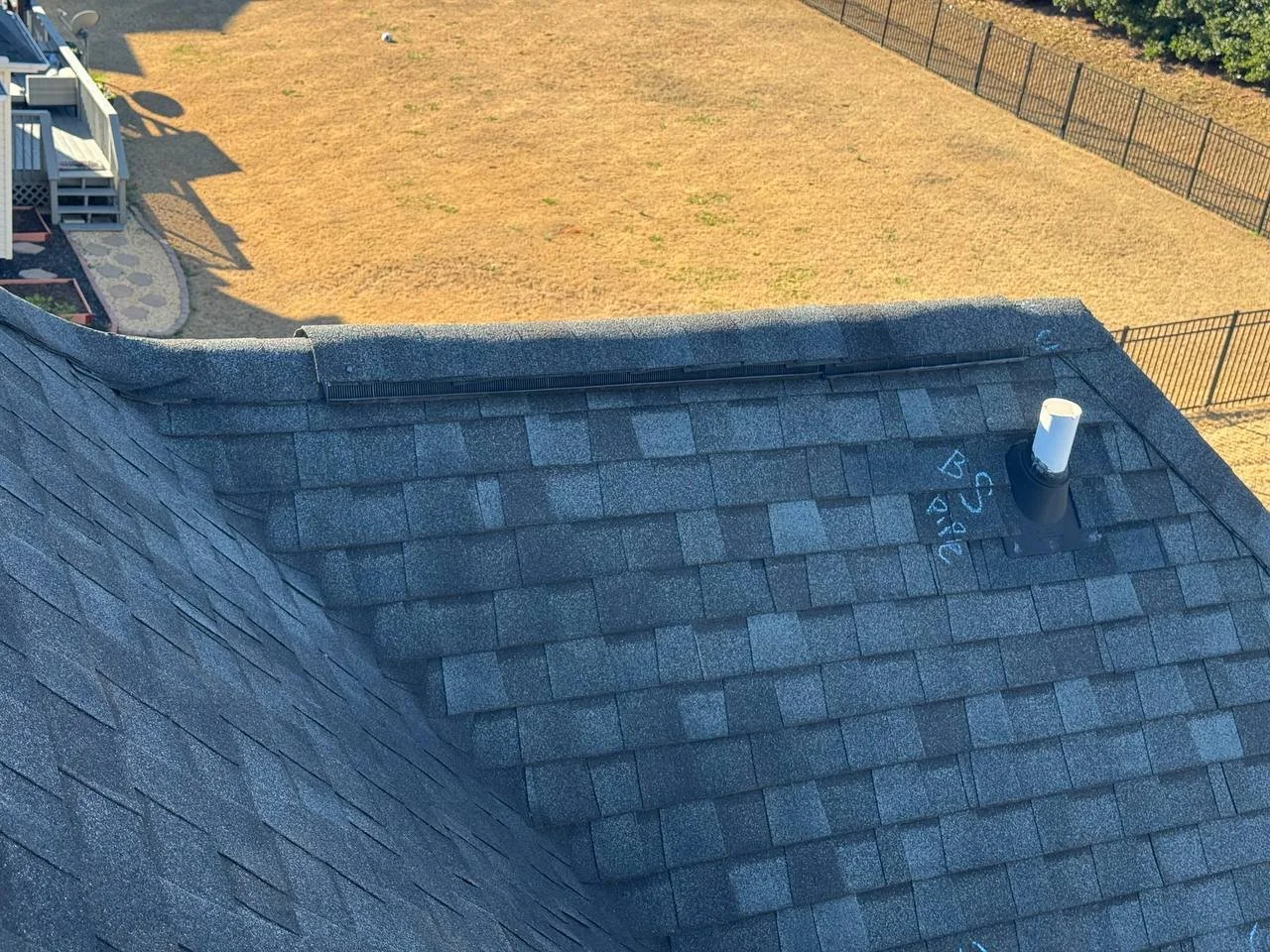Roof valley designed to direct rainwater safely off the roof.