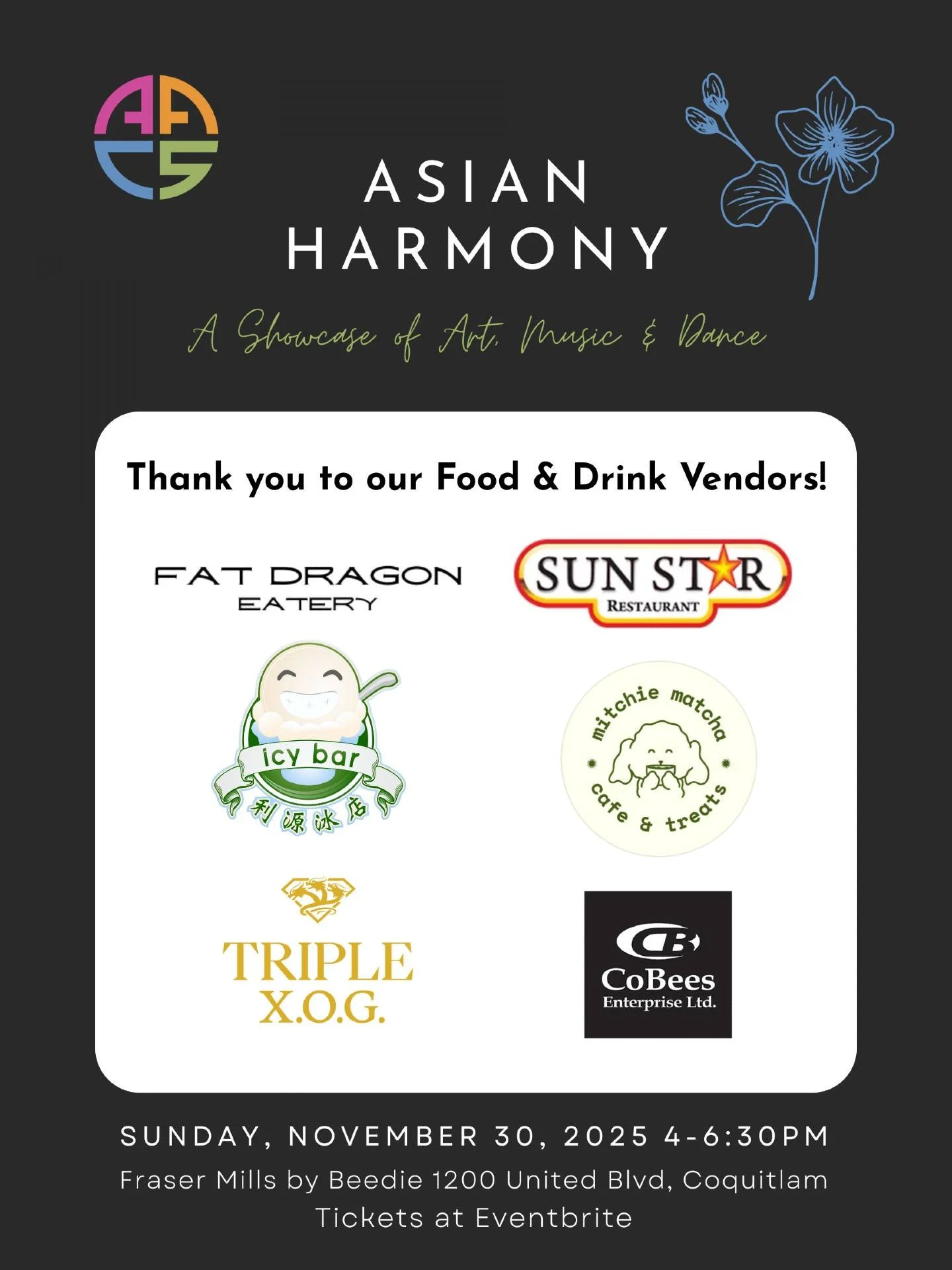 We&rsquo;re excited to spotlight the incredible local food and drink vendors joining us at Asian Harmony: A Showcase of Art, Music &amp; Dance!

This elegant evening wouldn&rsquo;t be complete without some light bites and sips &mdash; and we&rsquo;re