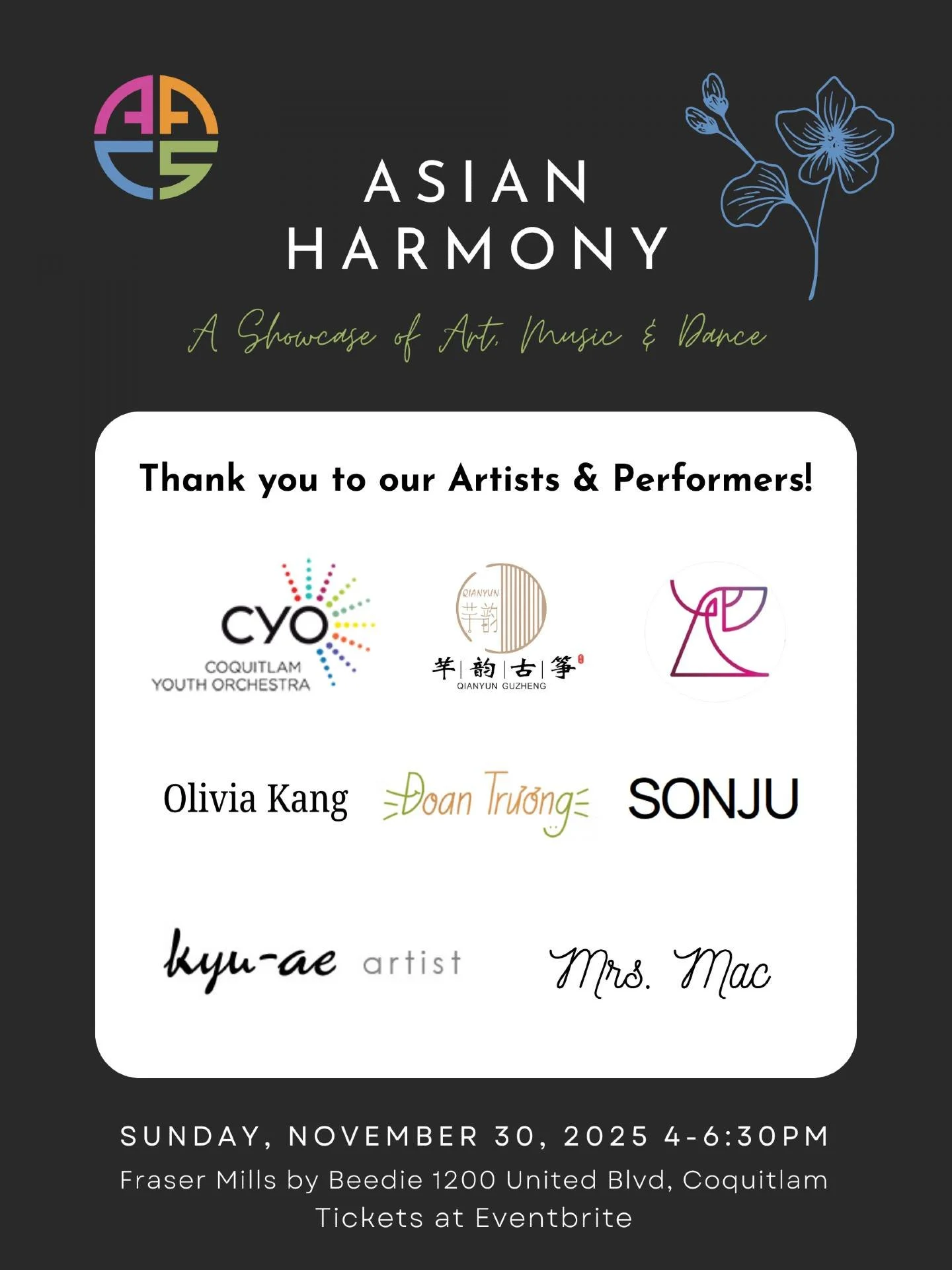 Meet the Artists &amp; Performers of Asian Harmony 

We&rsquo;re excited to be featuring an amazing lineup of local talent at Asian Harmony: A Showcase of Art, Music &amp; Dance &mdash; a celebration of Asian creativity and culture in our community.
