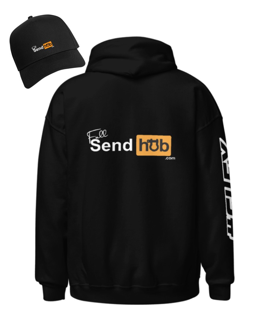 HUB Tough Hoodie, Cap, and Full Send Tee from The Full Send Hub valued at over $230!