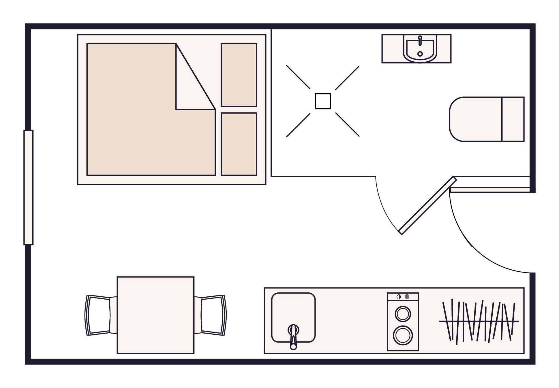 Floor plan of Studio room at Abstract Residence in Auckland's CBD