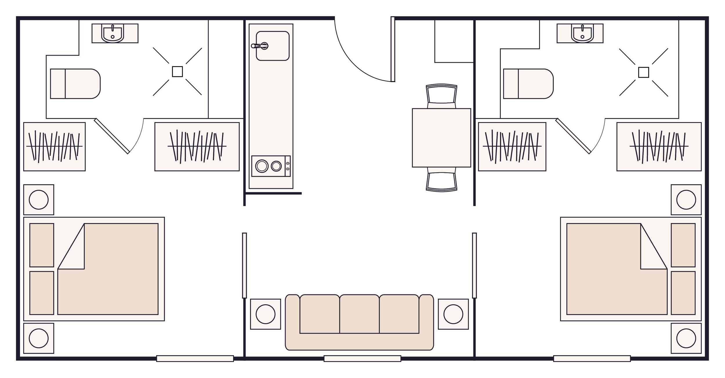Floor plan of 2 Bed room at Abstract Residence in Auckland's CBD