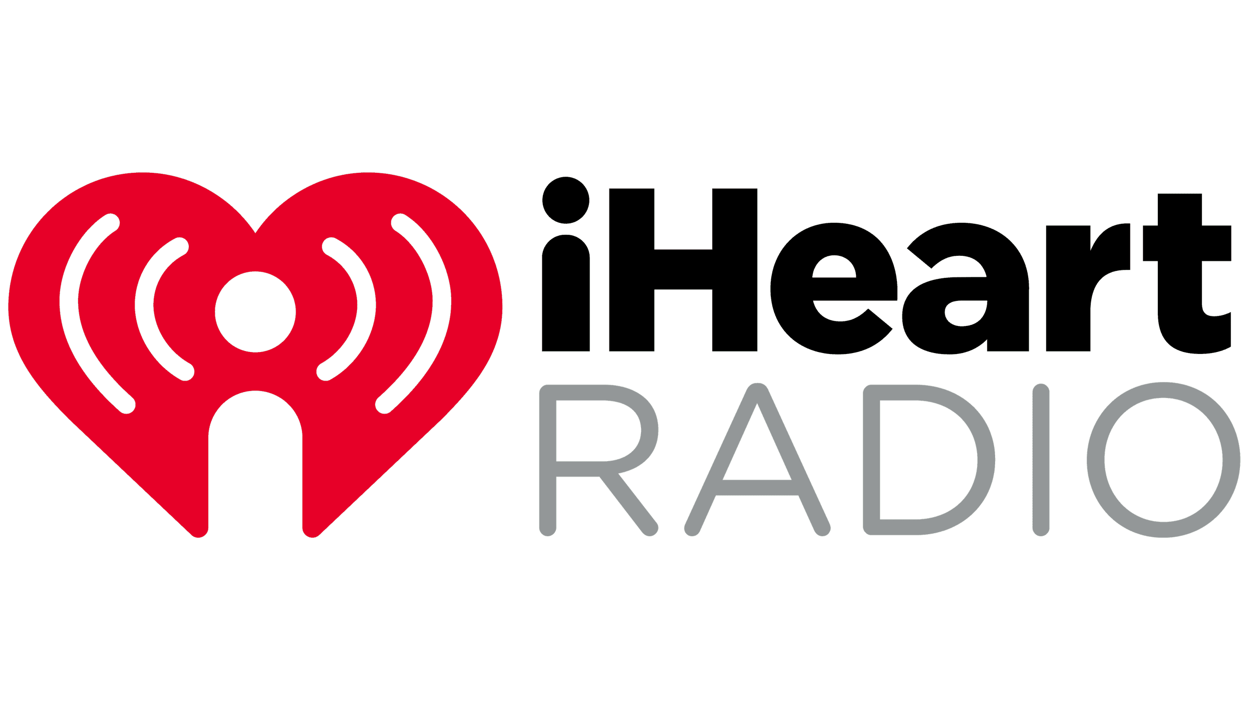 iHeartRadio logo featuring a red heart with radio waves and black and gray text.