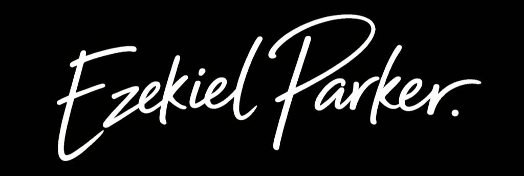Signature-style text reading 'Ezekiel Parker' on a black background.