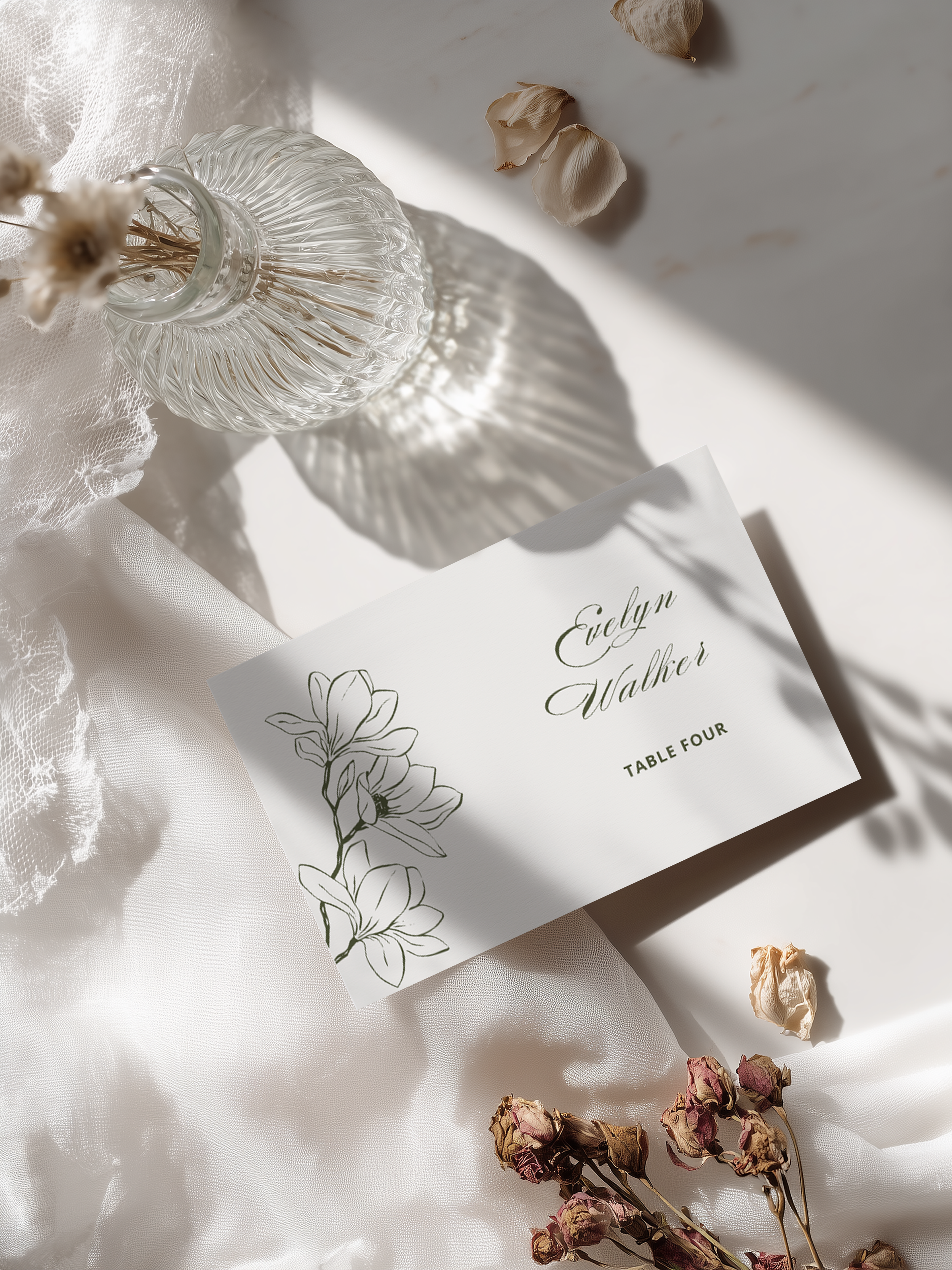 Editable Wedding Place Card Template | Elegant Printable Name Cards | Magnolia Collection