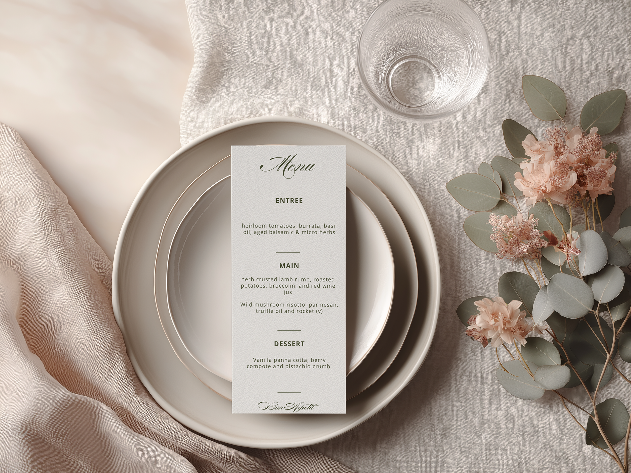 Editable Wedding Menu Template | Elegant Reception Menu | Magnolia Collection