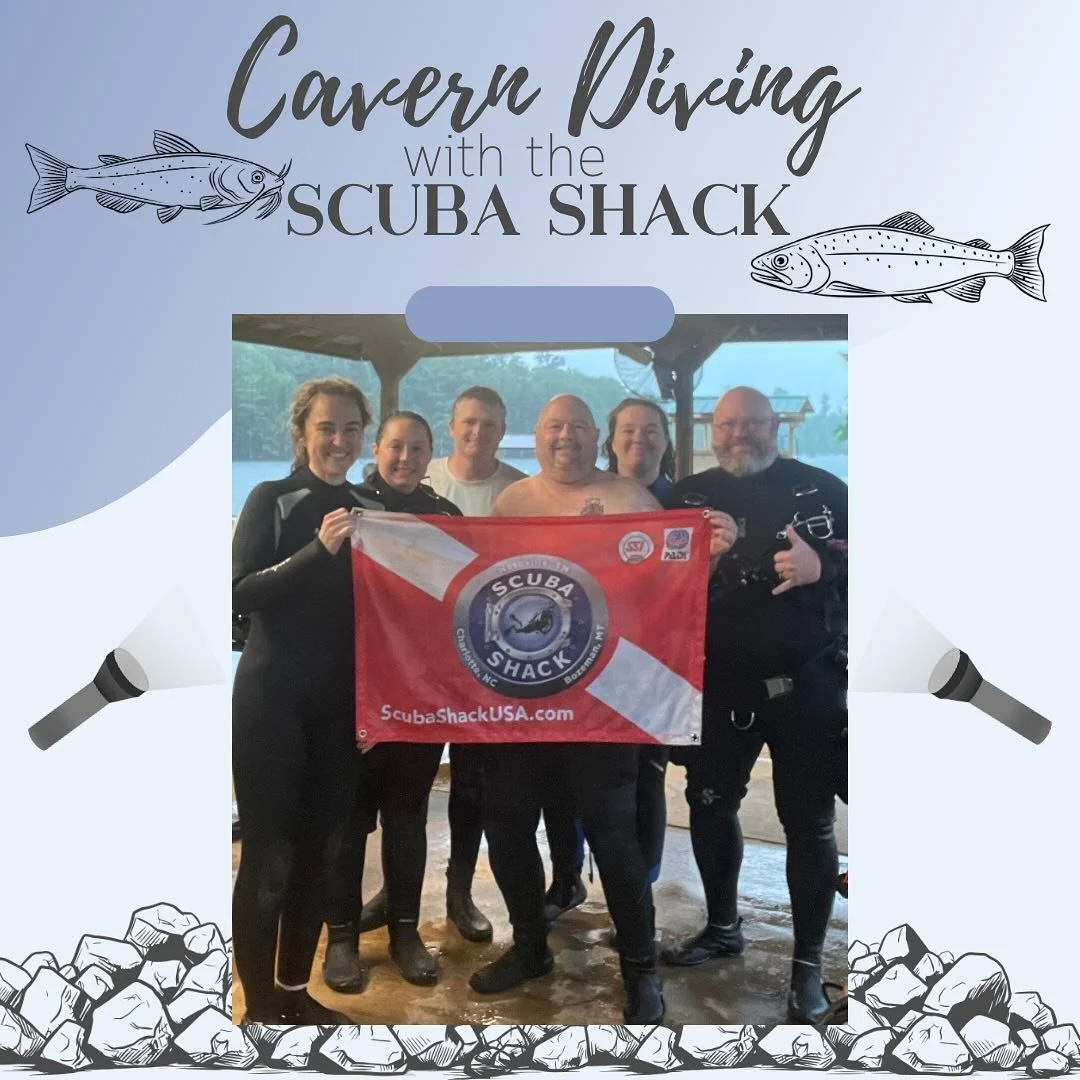 Had so much fun with our Cavern class this weekend! Interested in diving in the many caverns of the world? This course guides you to enter far enough for adventure, but stay within the light zone for an easy exit to open water #caverndiving #scubasha