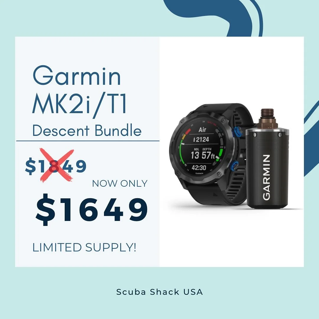 Dive into savings with the Scuba Shack! Take the plunge with our exclusive sale on the Descent MK2i dive computer and T1 Transmitter bundle. Explore the depths with confidence and precision. Don&rsquo;t miss out, limited supply left! #garmin #scubadi