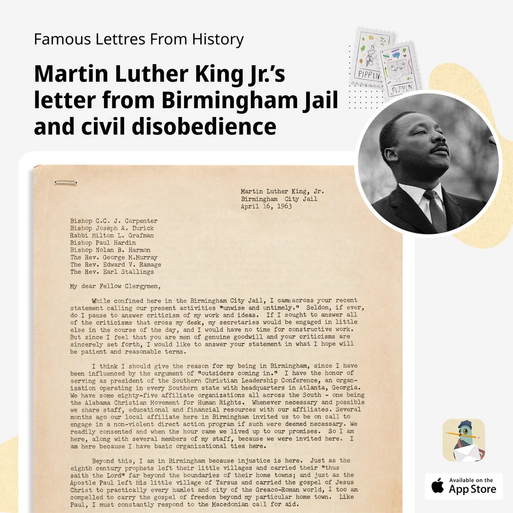 Famous Lettres from history - Martin Luther King Jr’s letter from ...