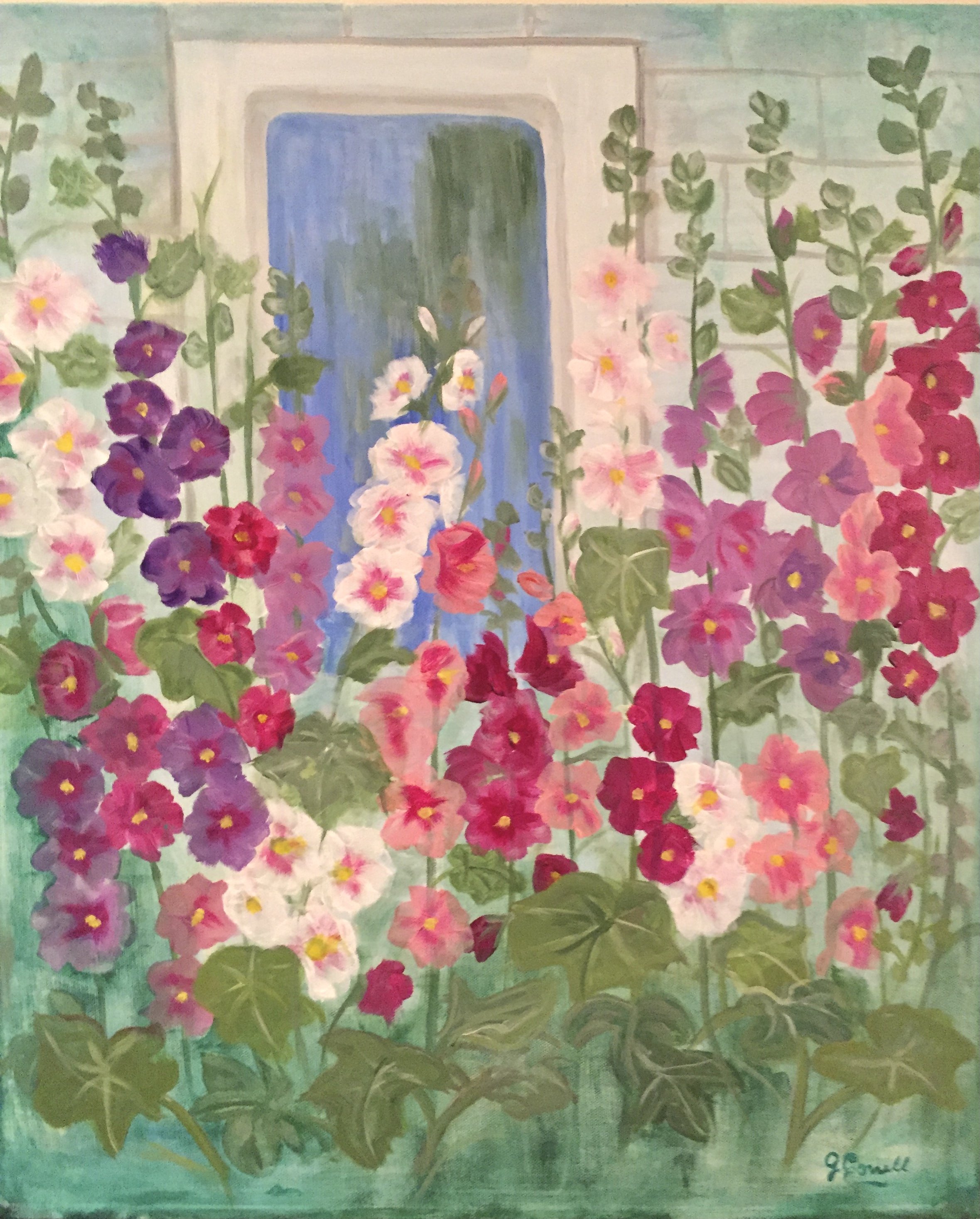 Hollyhocks out my Window