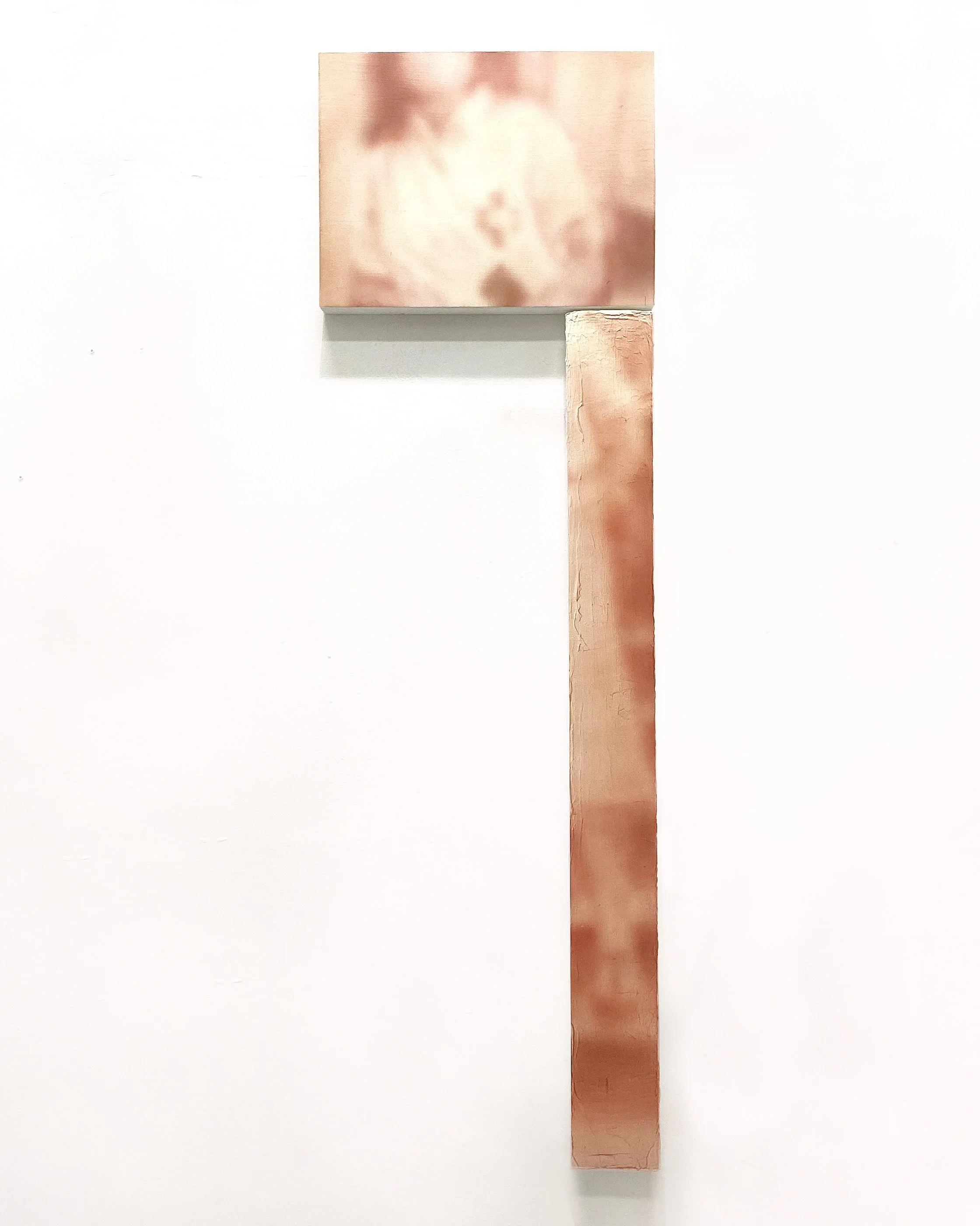 Probe 2 - 2025 - gesso and acrylic ink on Balsa wood & plywood panel - 131,3 x 40,3 x 5 cm