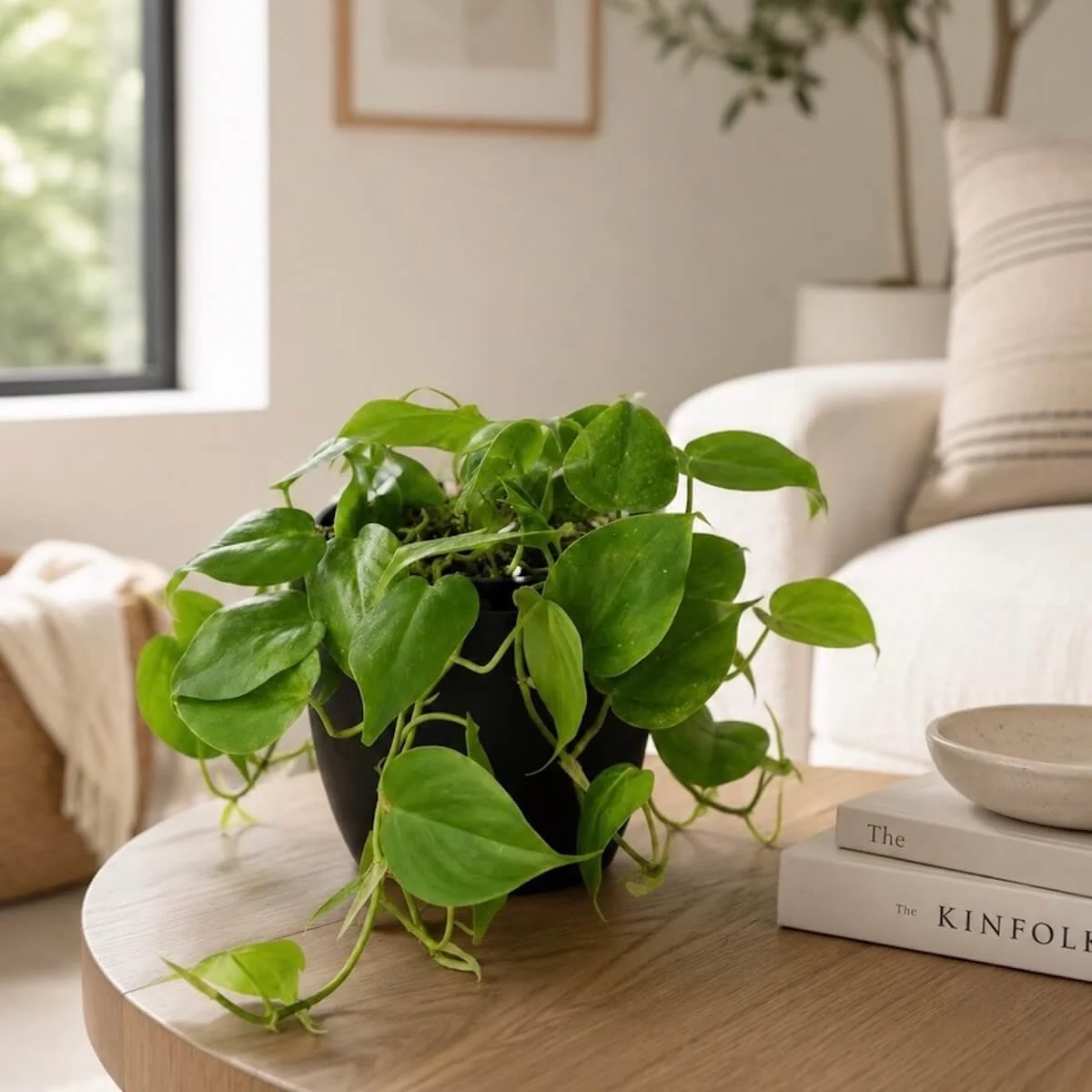 Philodendron Heart-Leaf Plant in terracotta pot, glossy heart-shaped leaves, easy-care indoor plant, ideal for home or office décor.