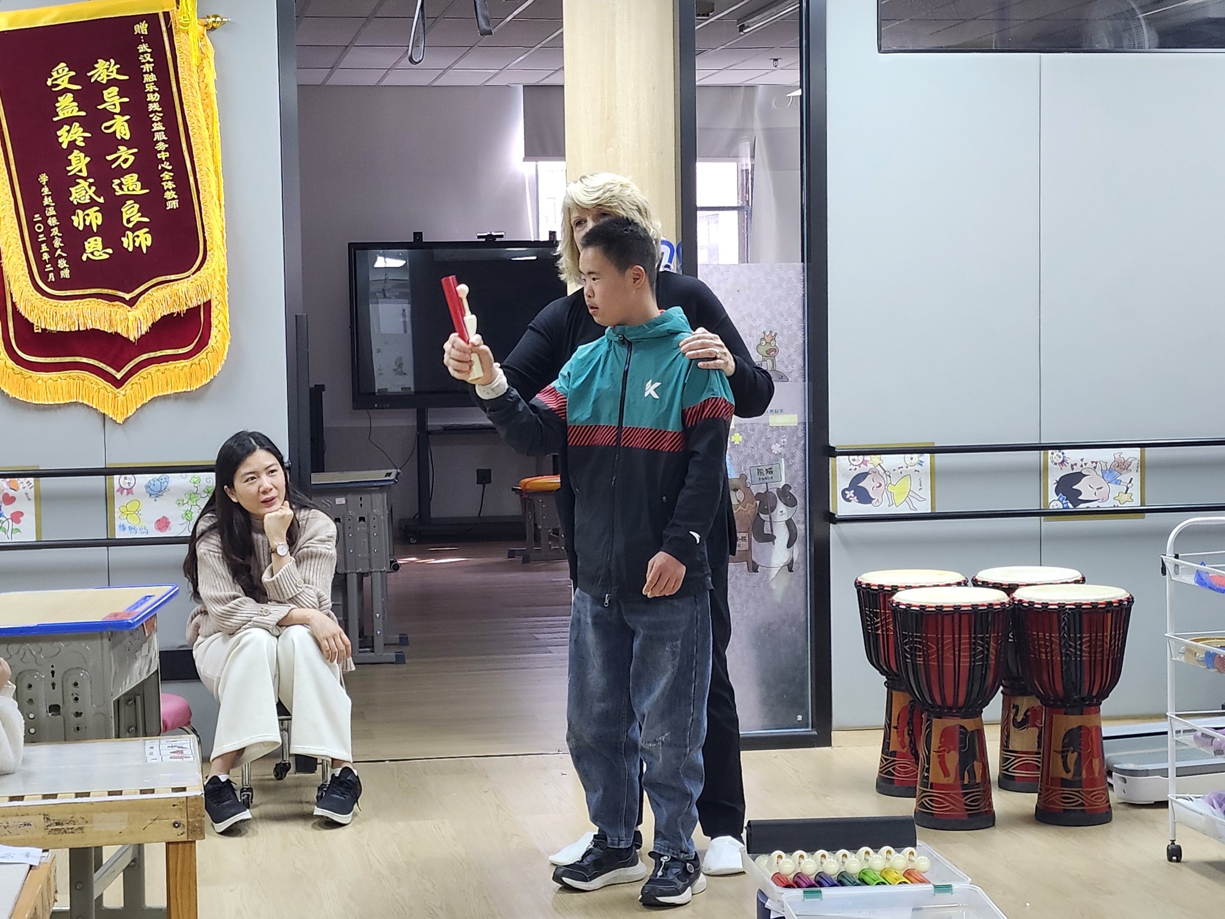 In-Person Music Class Special Needs School Hubei, China