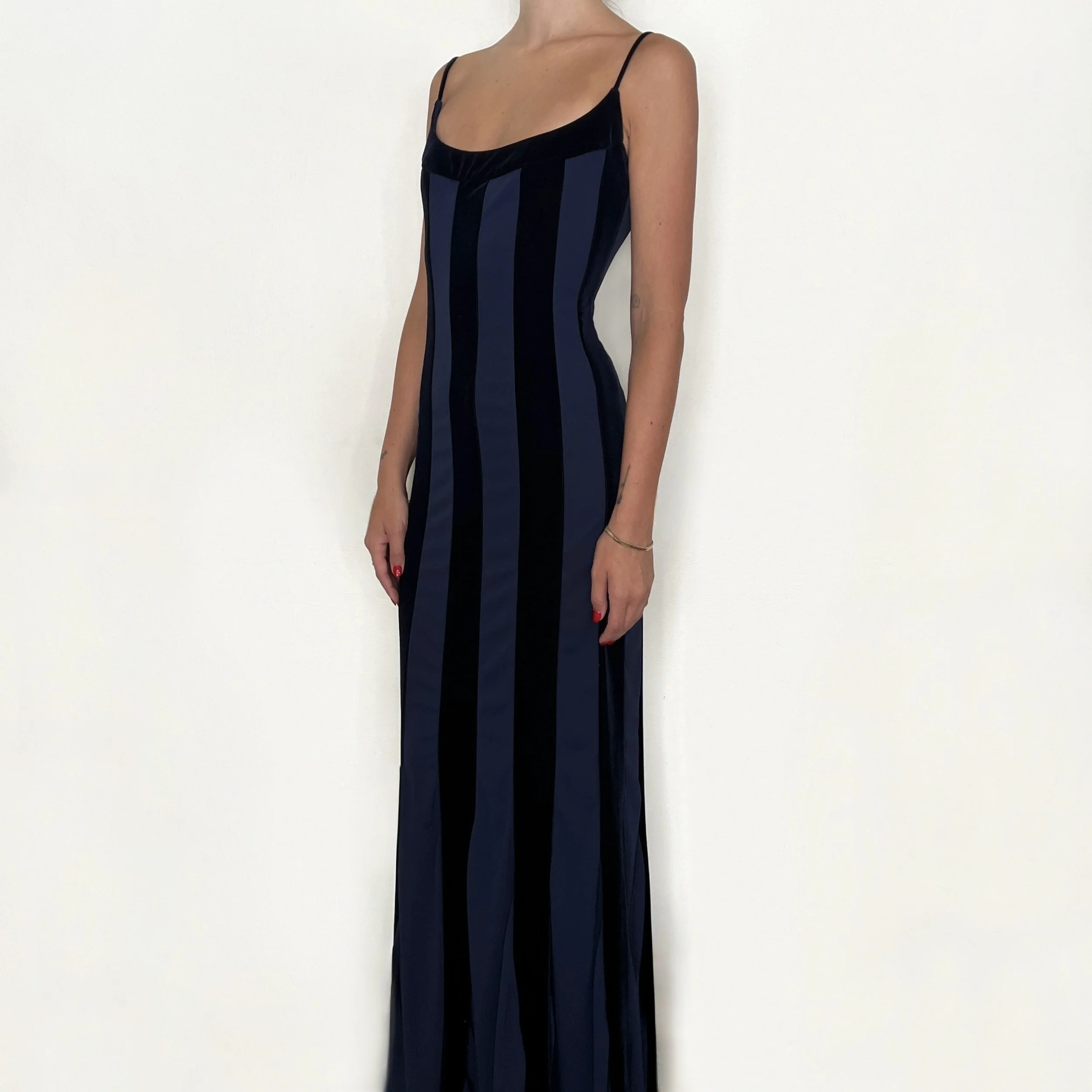 Blue Velvet Striped Gown