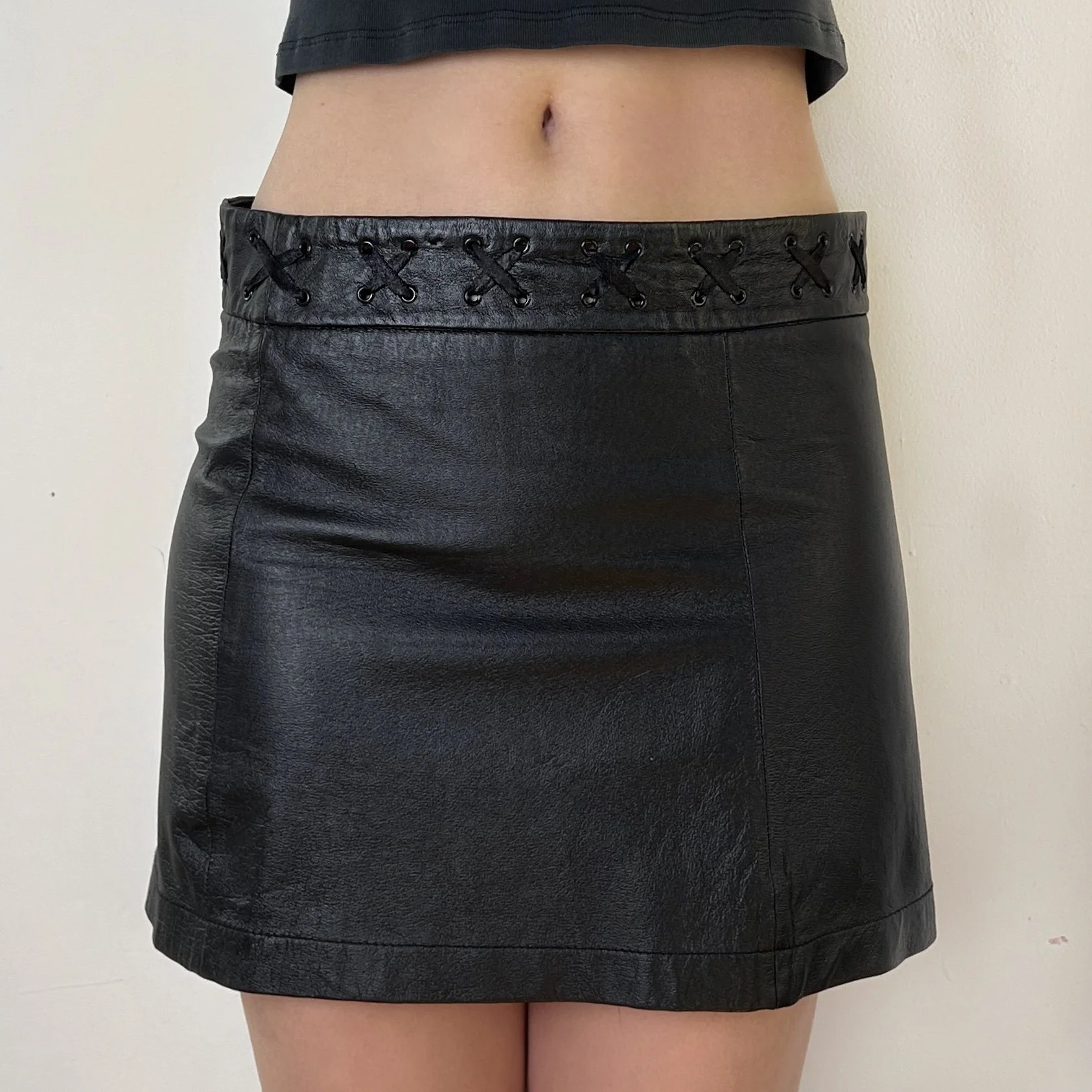 Leather Stitch Mini Skirt