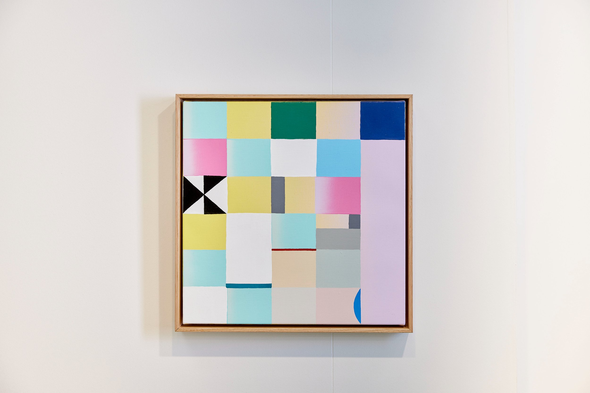 (SOLD) "Stay Compact #3" - 440 x 440 mm - Acrylic, aerosol & enamel on linen - Aus oak frame