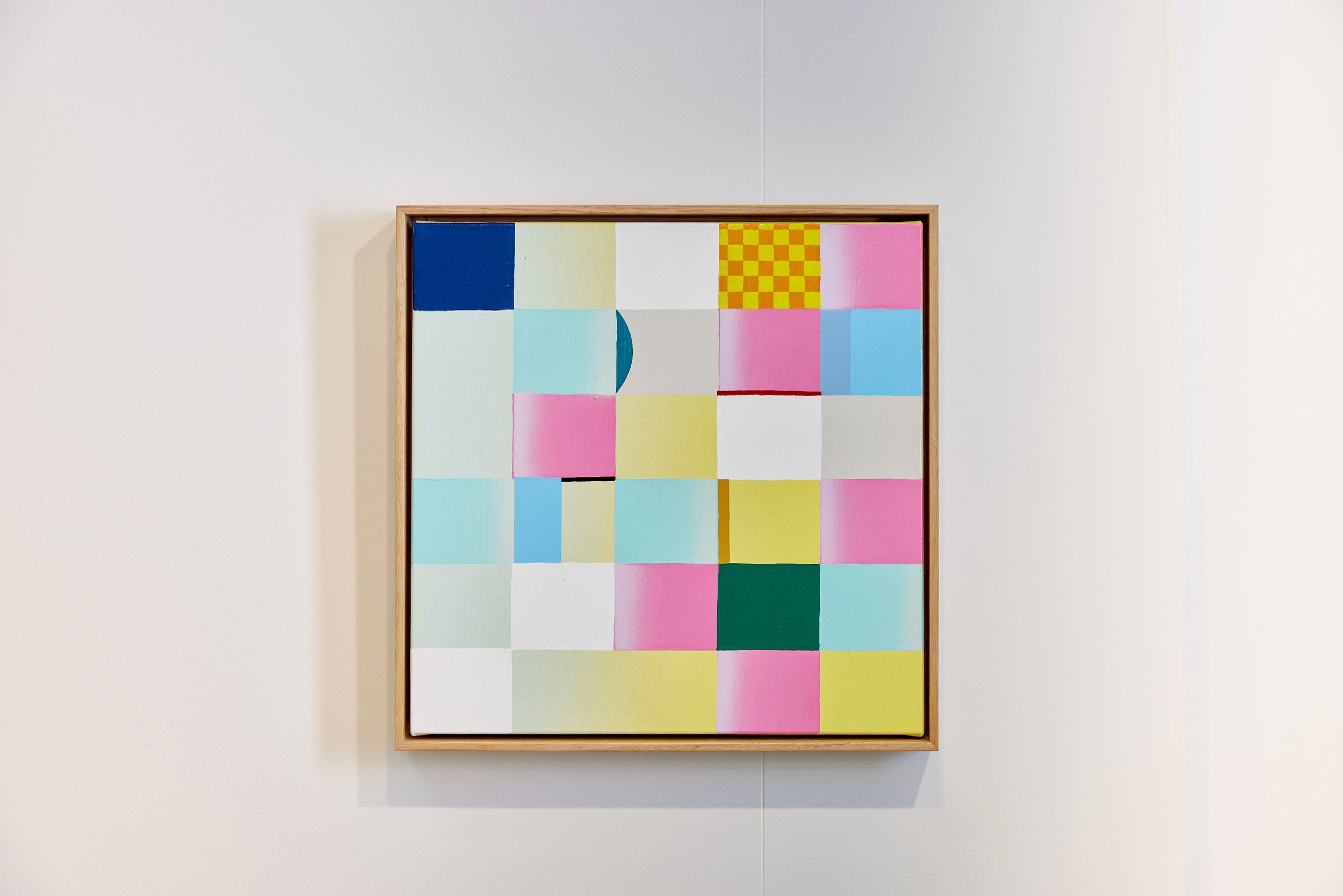 (SOLD) "Stay Compact #4" - 440 x 440 mm - Acrylic, aerosol & enamel on linen - Aus oak frame