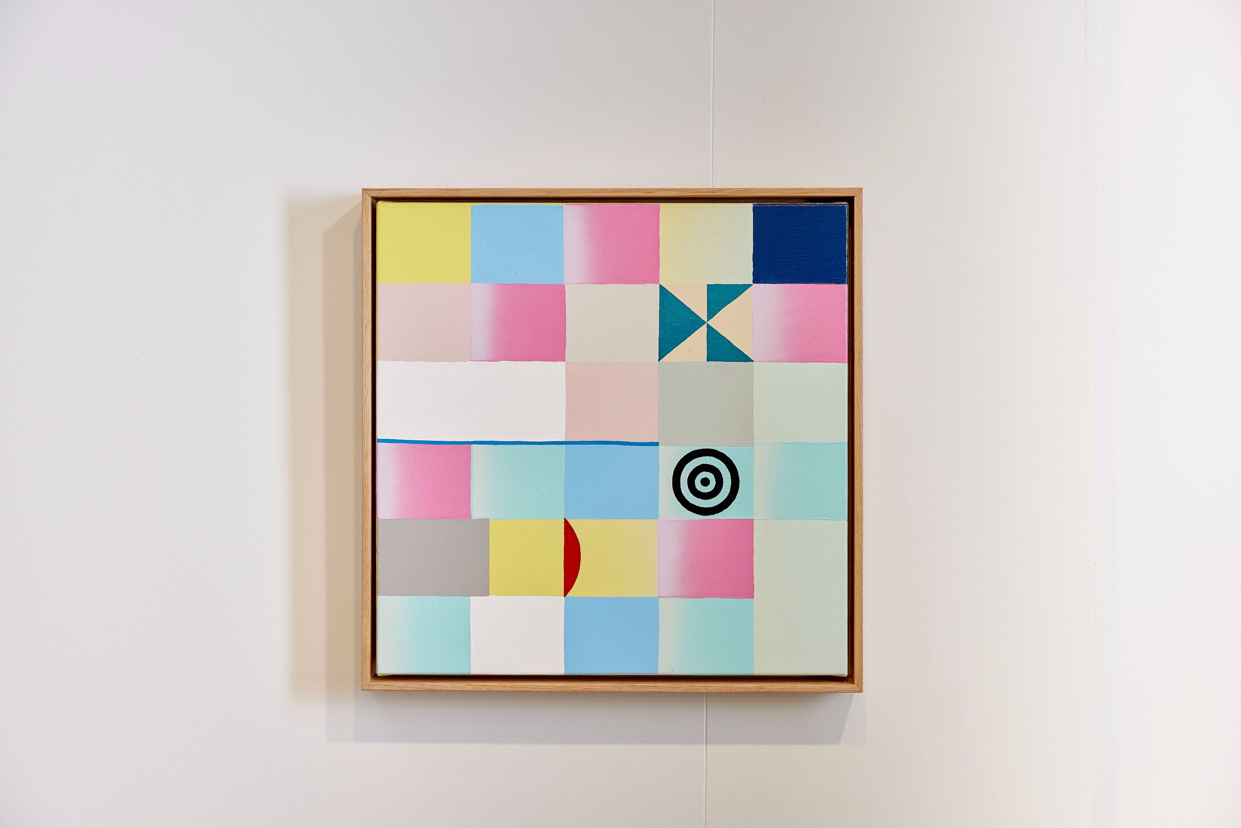 (SOLD) "Stay Compact #2" - 440 x 440 mm - Acrylic, aerosol & enamel on linen - Aus oak frame