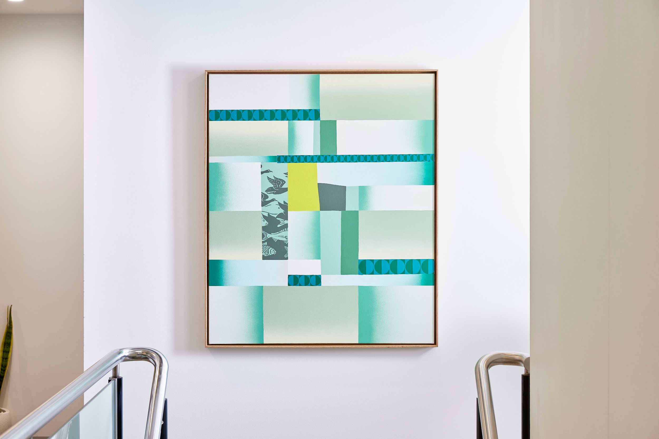 "The Emerald City" ($1,700) - 1150 x 1360 mm - Acrylic, aerosol & enamel on linen - Aus oak frame