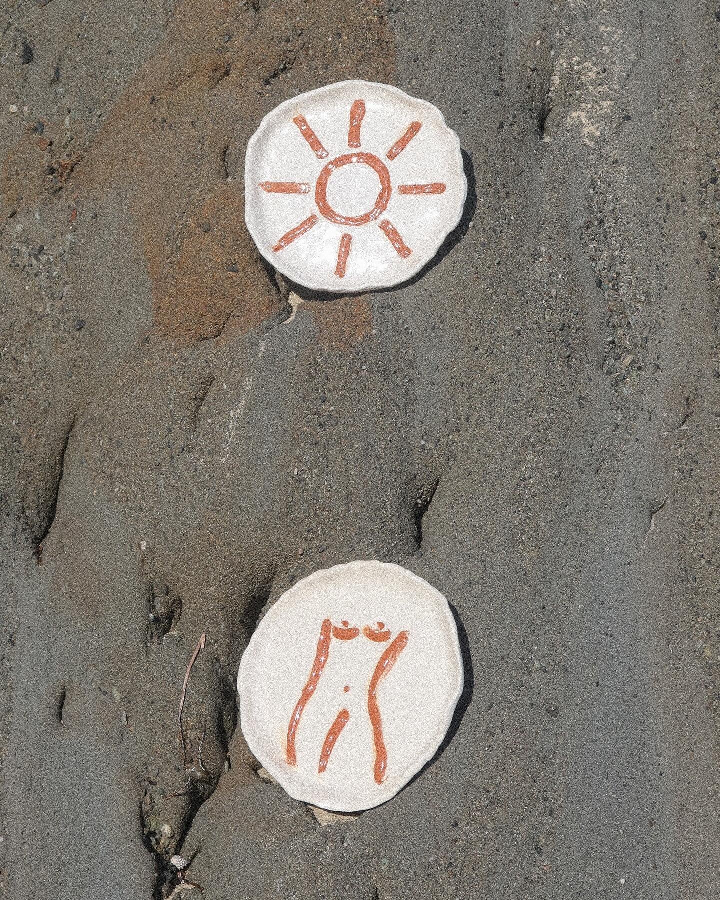 The Sun Plate &amp; The Body Plate - hand built with earthenware and inlaid with terracotta 🏺