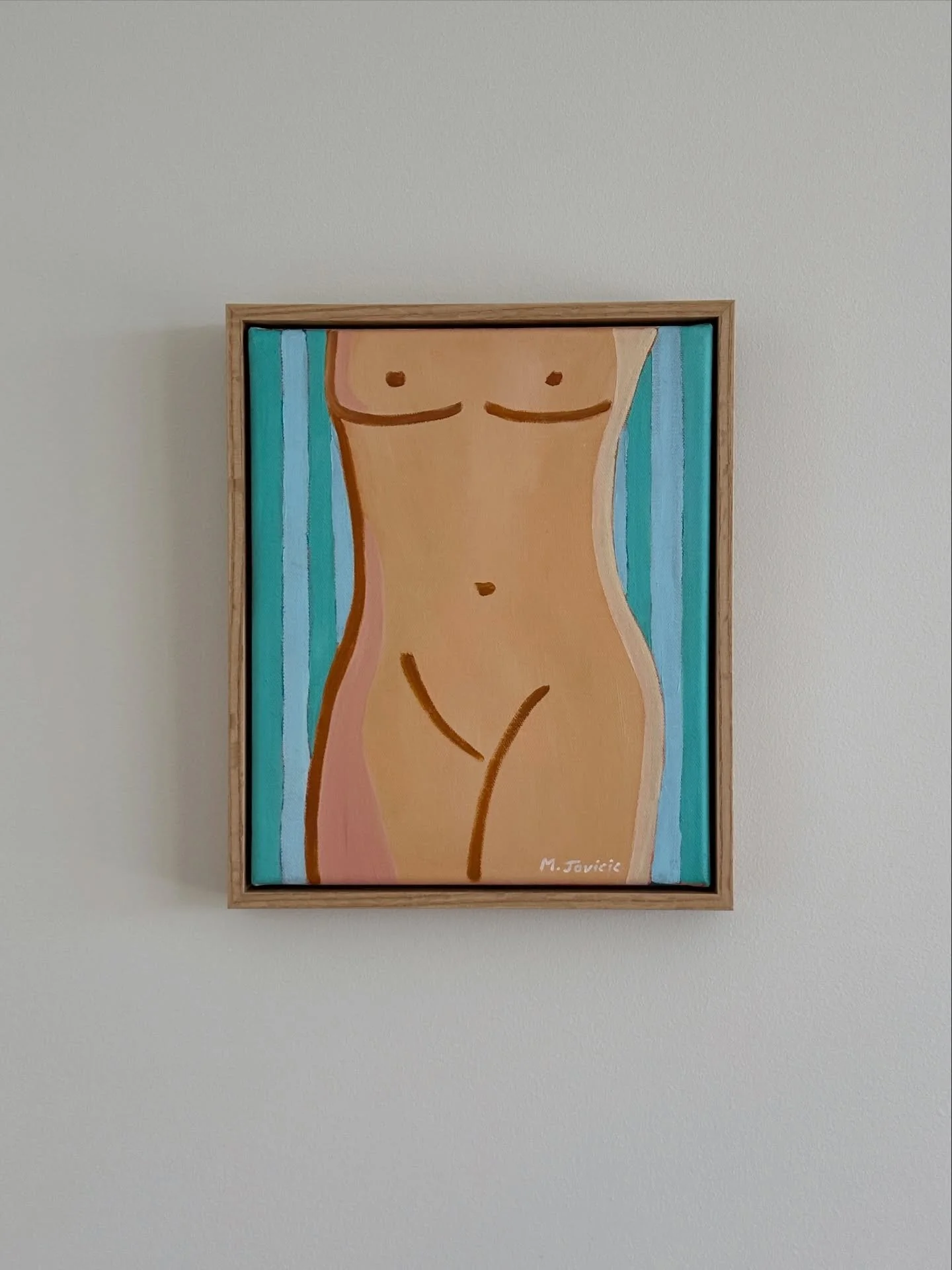 &ldquo;Striped Turquoise Towel&rdquo; - Oil on canvas