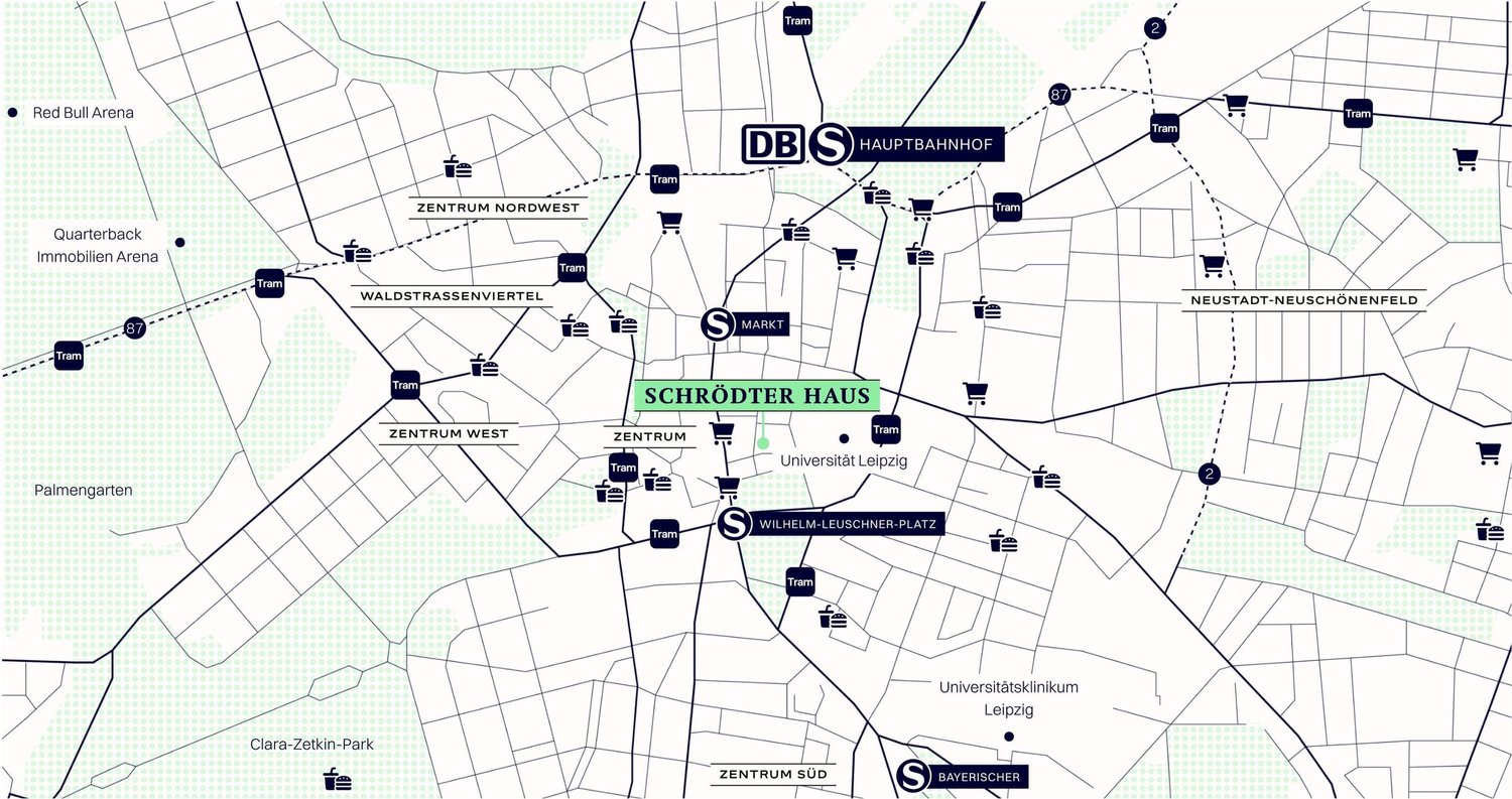 Lageplan Schrödterhaus in der Leipziger Innenstadt