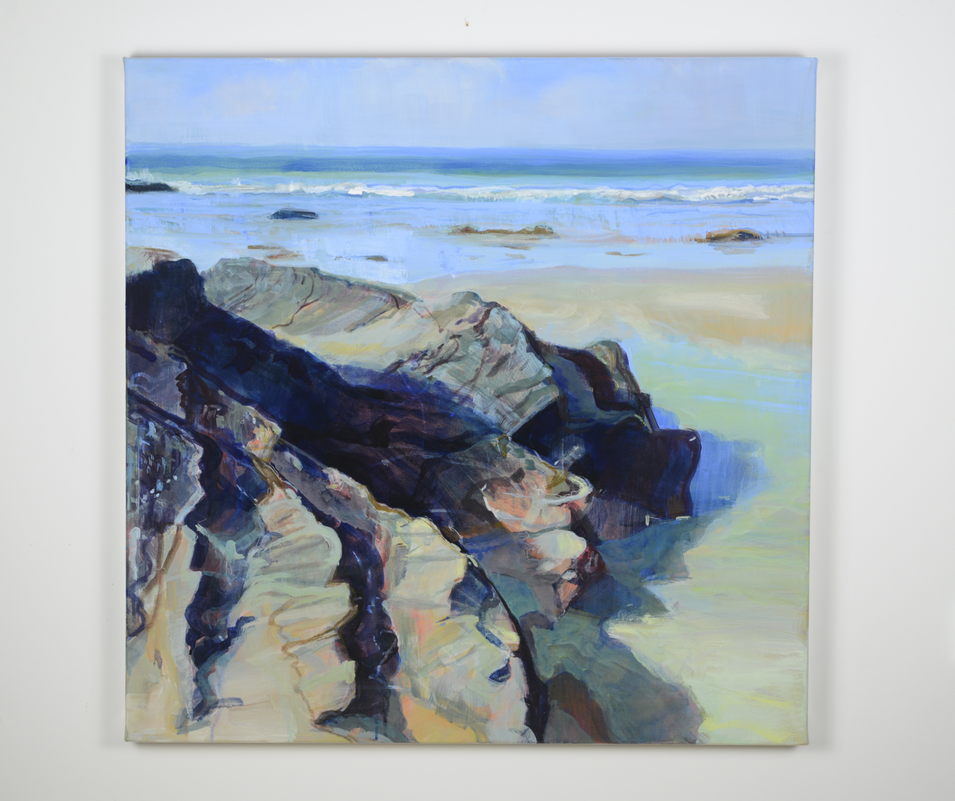 Toes in rockpools, Acrylic on canvas, 76.5 x 76.5cm, $1100