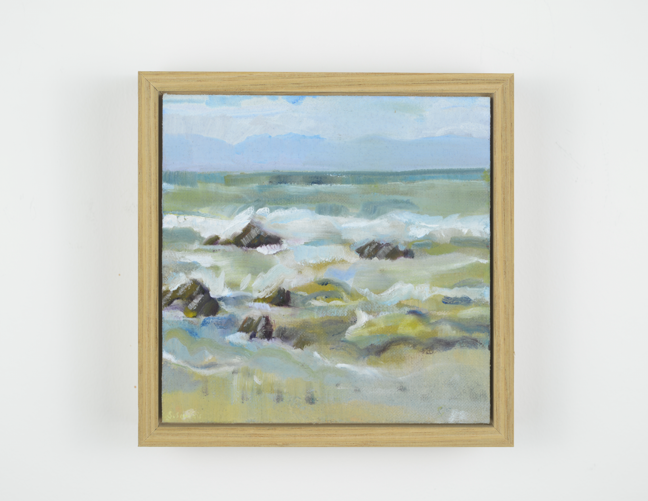 Waves breathing, Oil on linen board, 15 x 15cm, $270