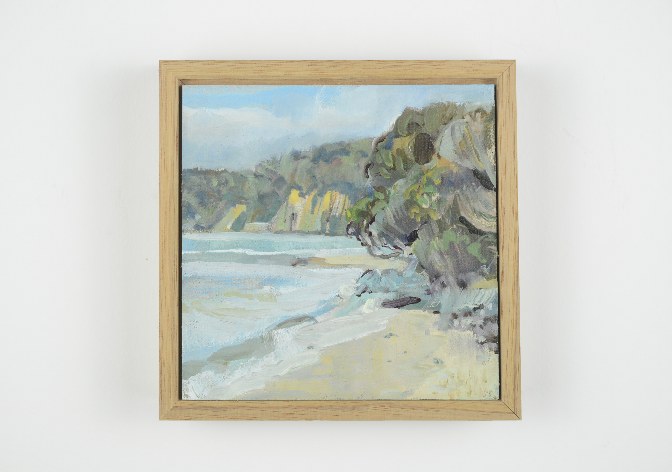 Coastal land forms, Oil on linen board, 15 x 15cm, (sold)