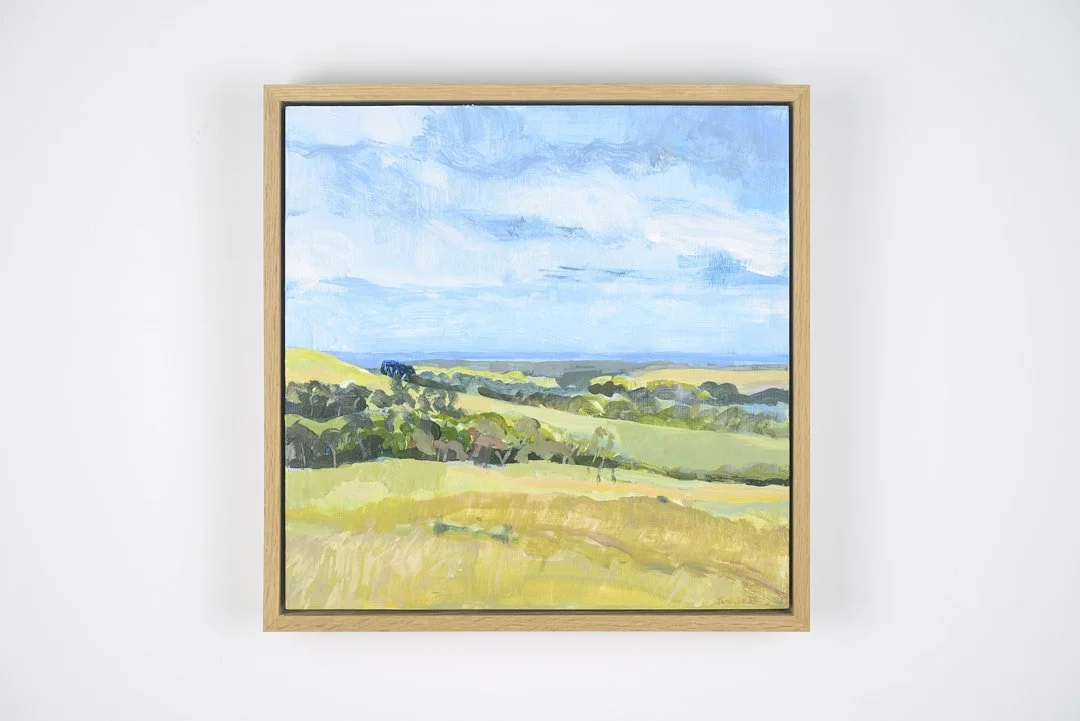 Liptrap view with grasses, Acrylic on wood panel, 30 x 30cm, $560